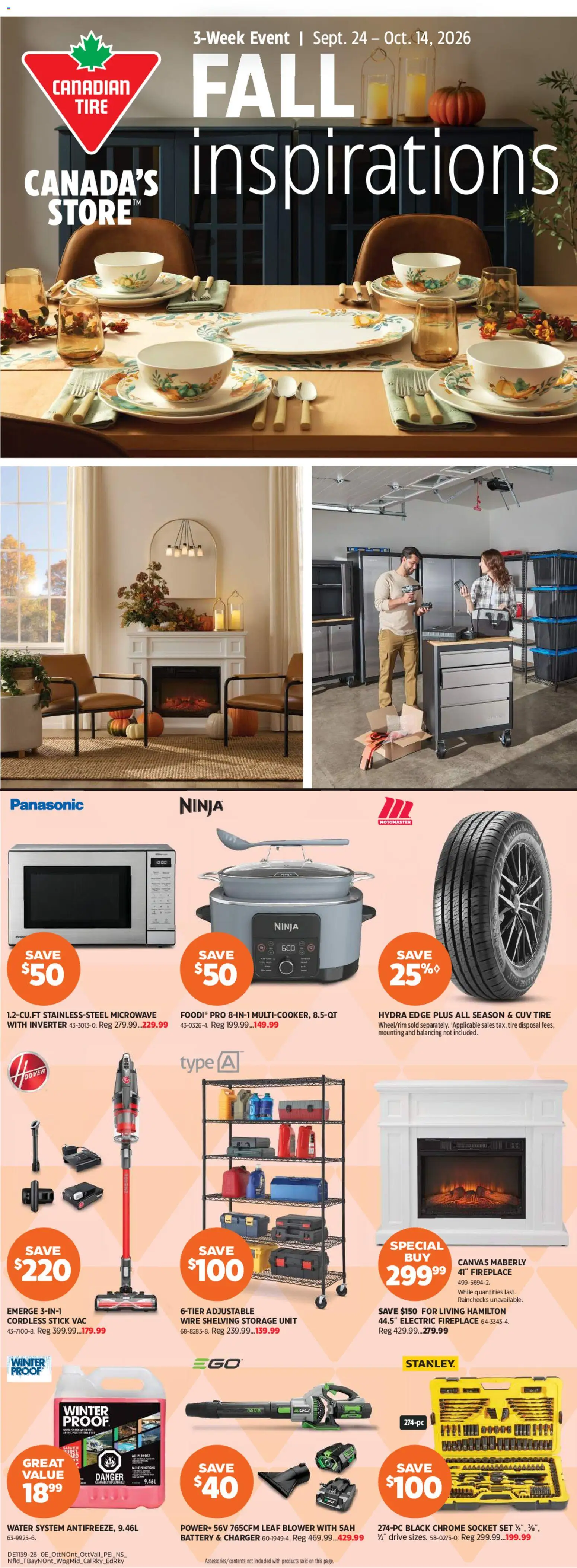 Canadian Tire flyer valid from Sep 24, 2026 | Page: 1 | Products: Water, Socket, Battery