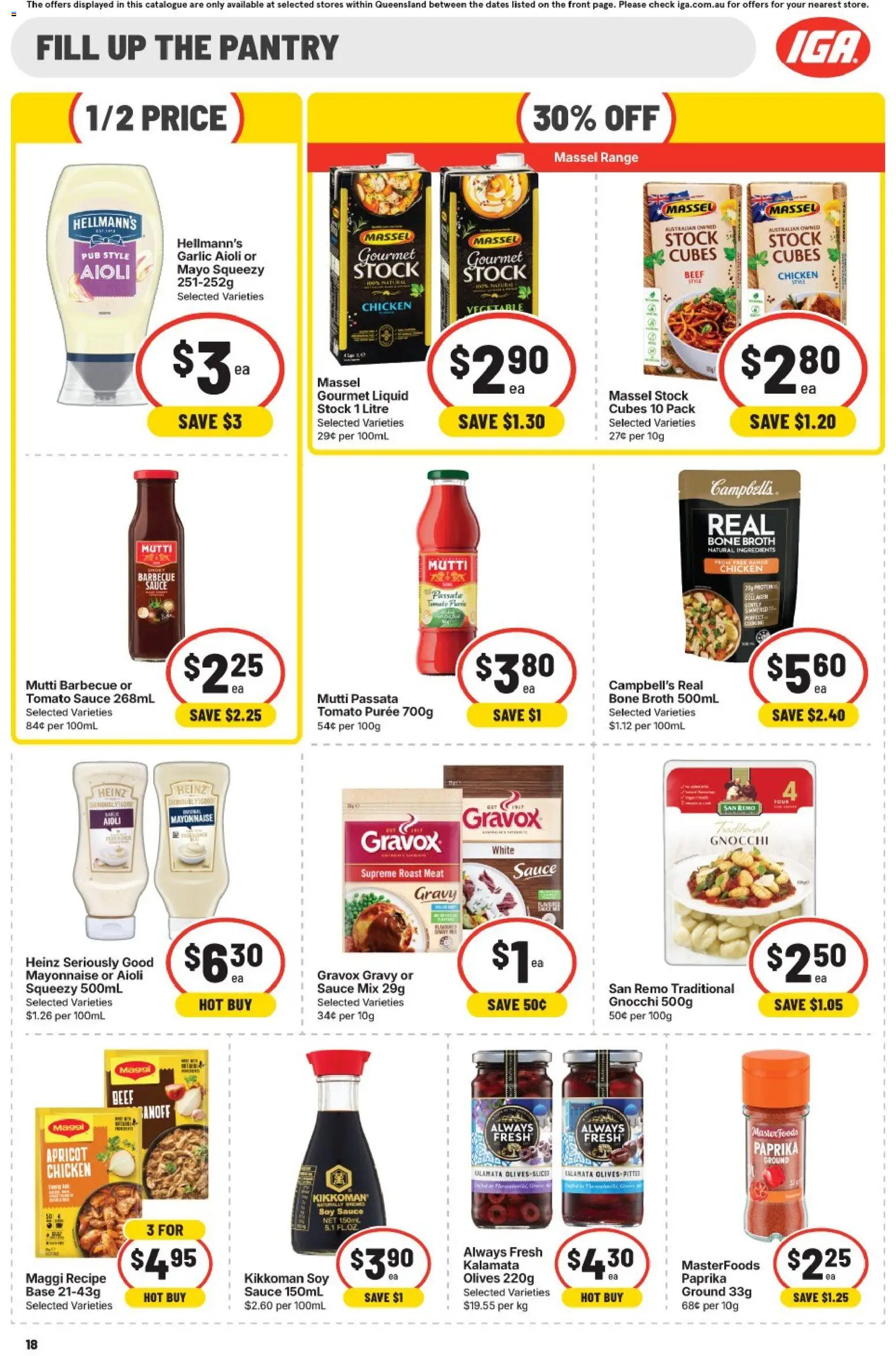 IGA catalogue - valid from 01/07/2026 | Page: 18 | Products: Chicken, Beef, Olives, Mayonnaise