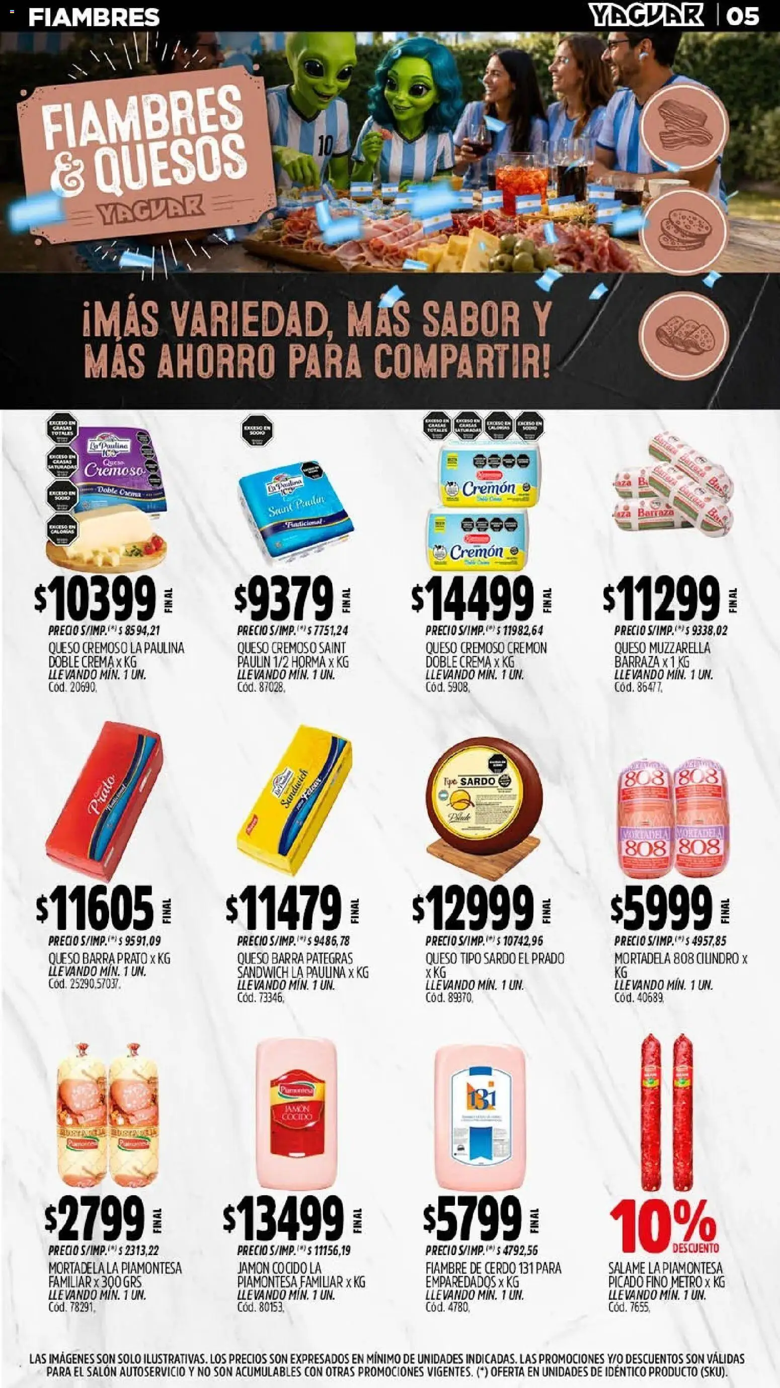 Yaguar - Oferta Semanal Trelew │ válido desde el 06/07/2026 | Página: 8 | Productos: Queso, Jamón, Salame, Cerdo