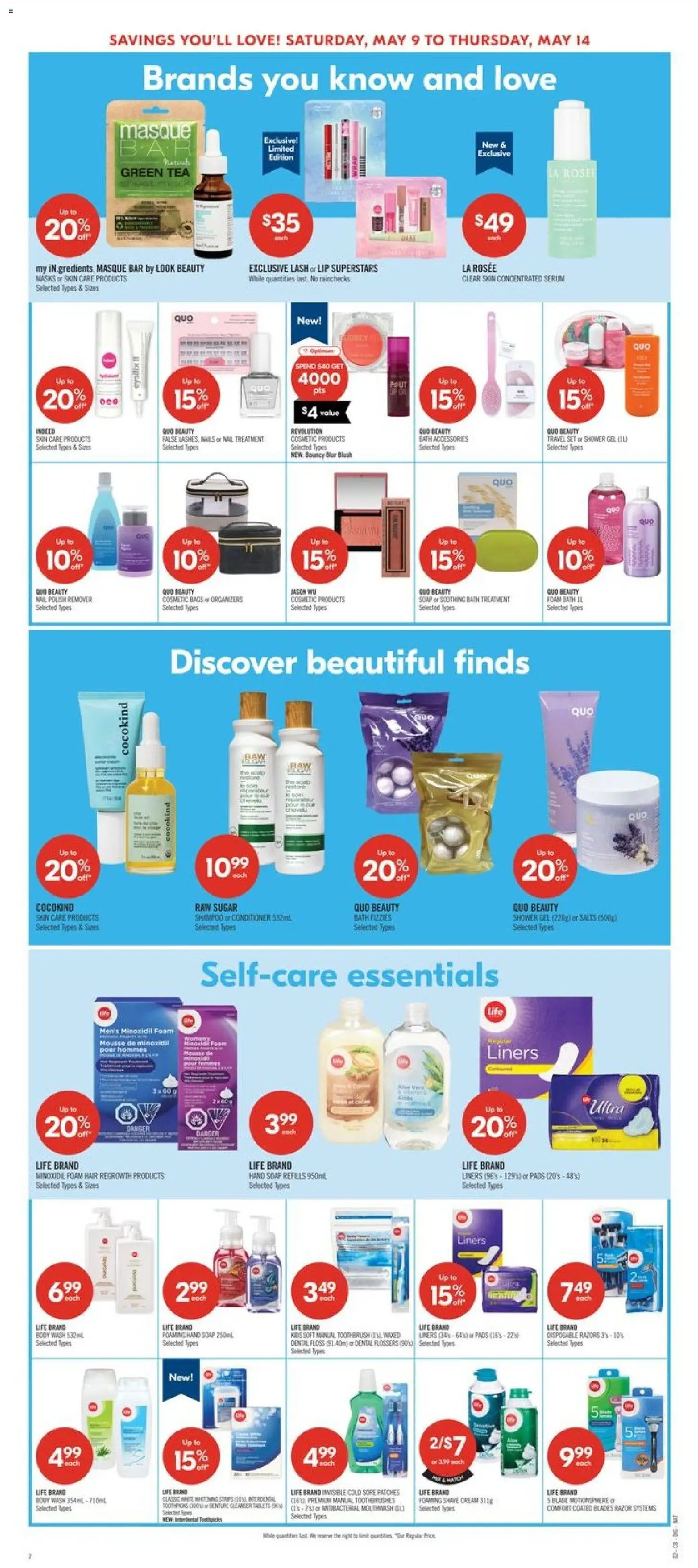 Shoppers flyer valid from 08.05.2026 | Page: 14 | Products: Cream, Blush, Nail polish, Shampoo