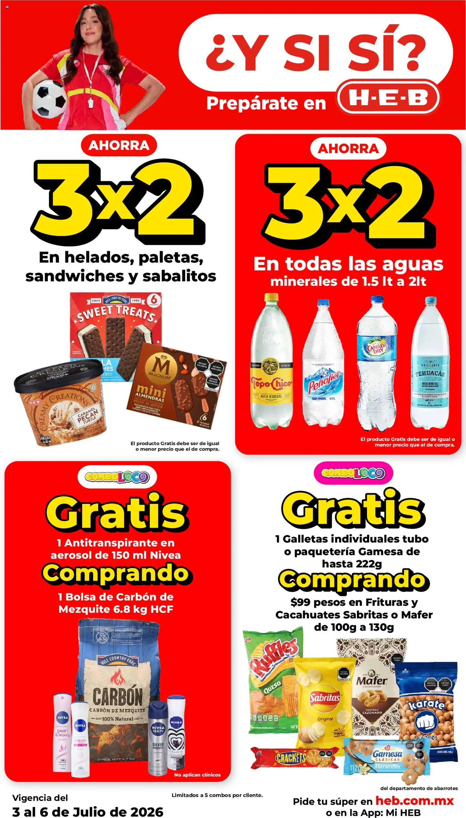 Nuevas ofertas de H-E-B válidas en toda la República Mexicana desde el 03/07/2026. ¡Encuentra las mejores ofertas en H-E-B folleto! | Página: 5 | Productos: Antitranspirante, Almendras, Bolsa, Galletas