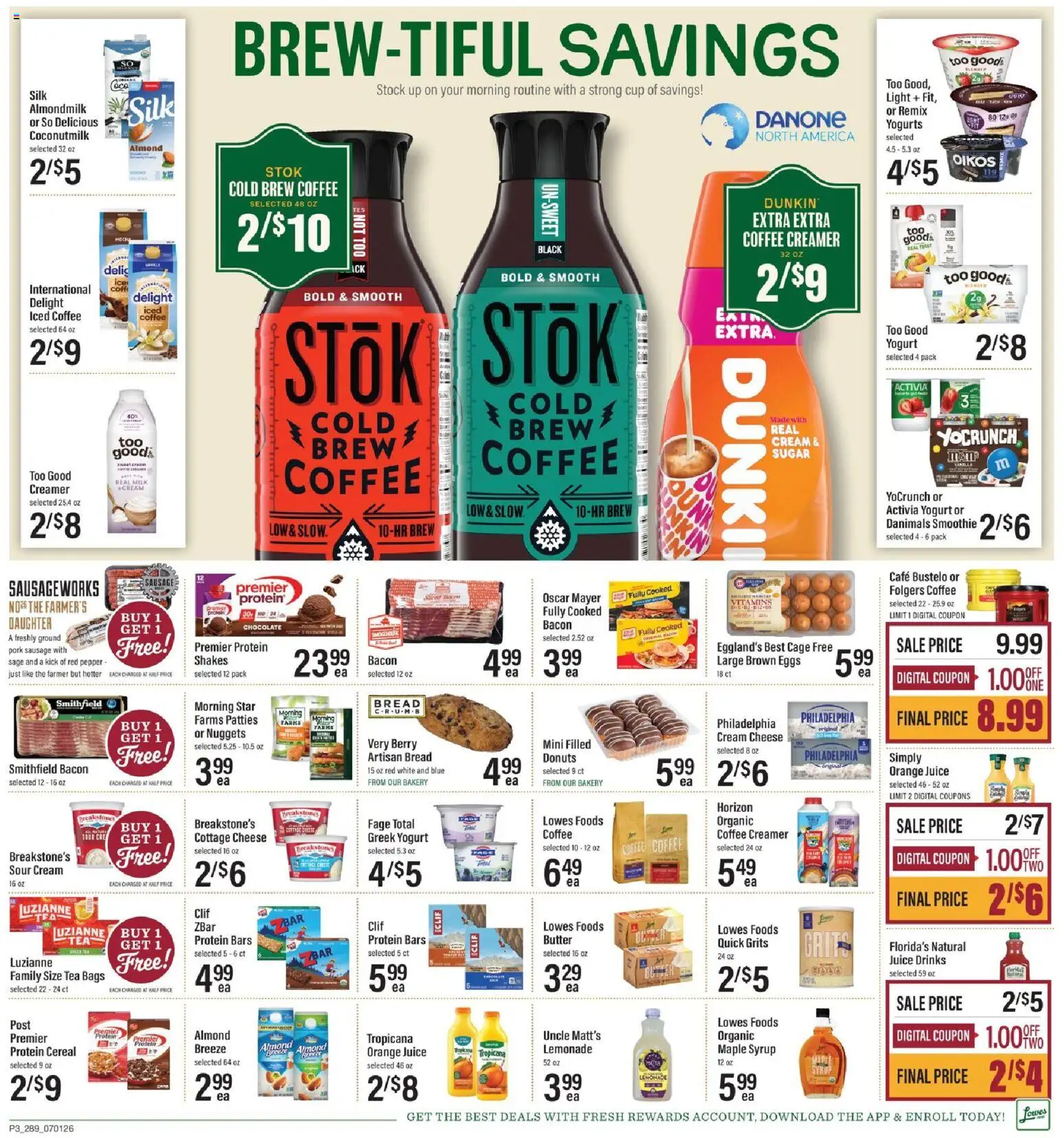 Lowes Foods Weekly Ad - GA - valid from 07/01/2026 | Page: 4 | Products: Bakery, Cheese, Juice, Sour cream