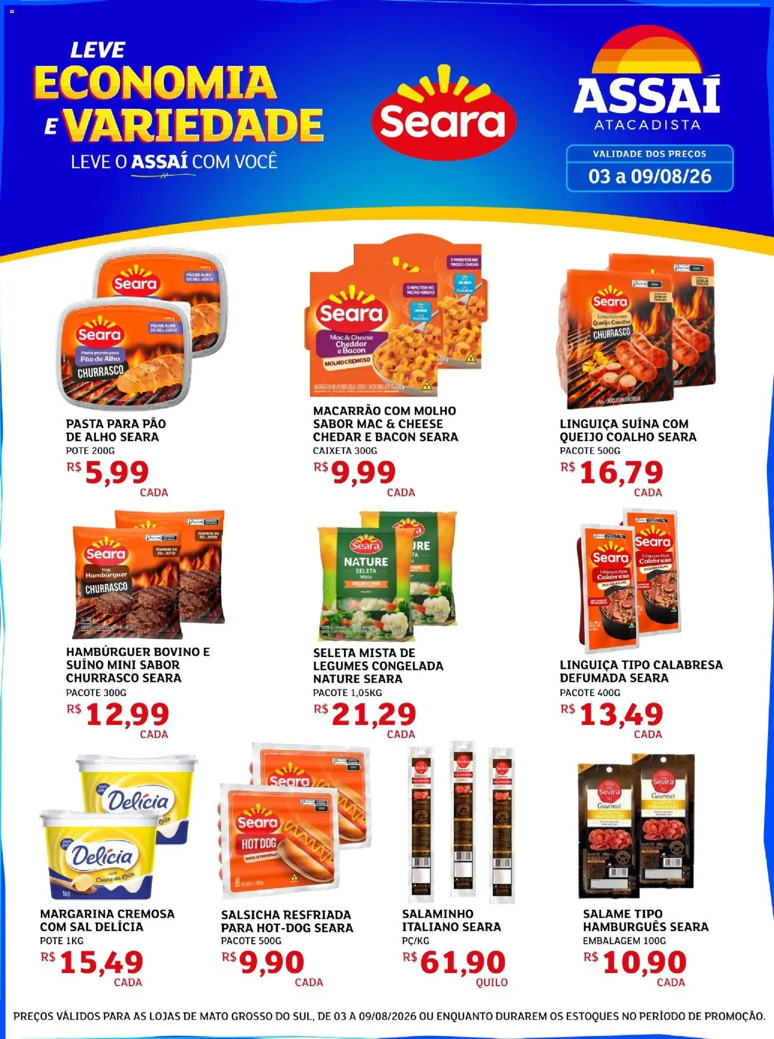 Assaí Atacadista Folheto - válido de 03/08/2026 | Página: 1 | Produtos: Pasta, Microondas, Macarrão, Sal