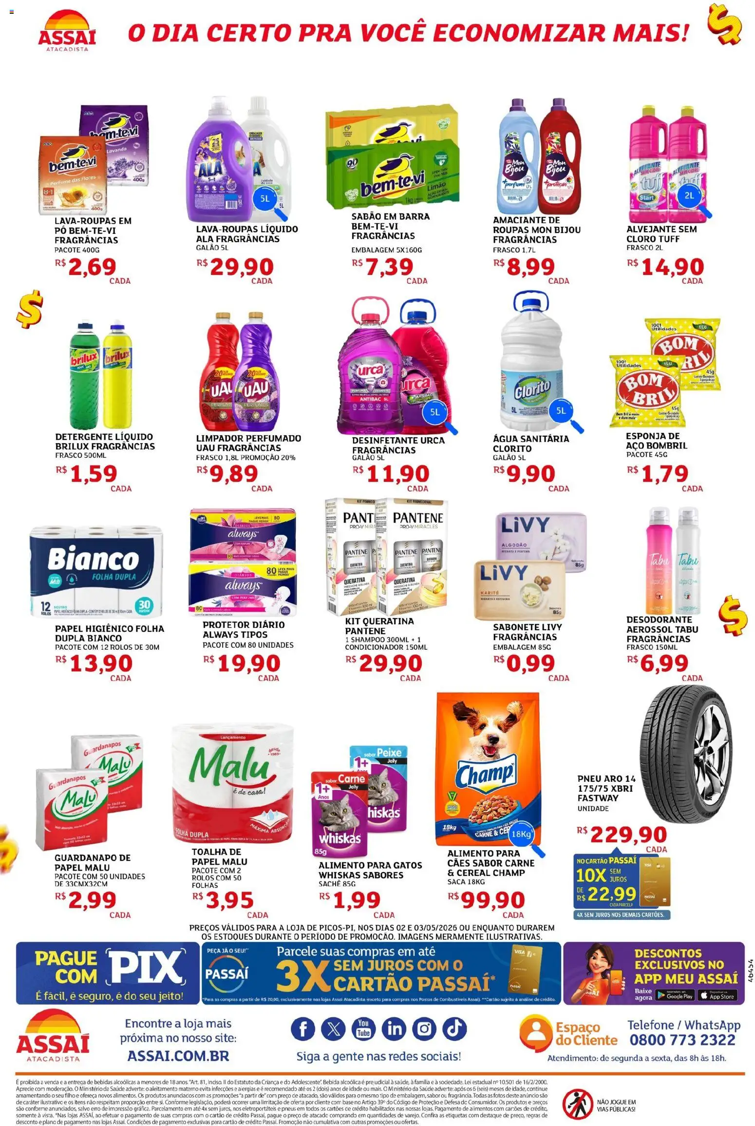 Assaí Atacadista Folheto - válido de 02.05.2026 | Página: 4 | Produtos: Pneu, Perfume, Bebida, Amaciante