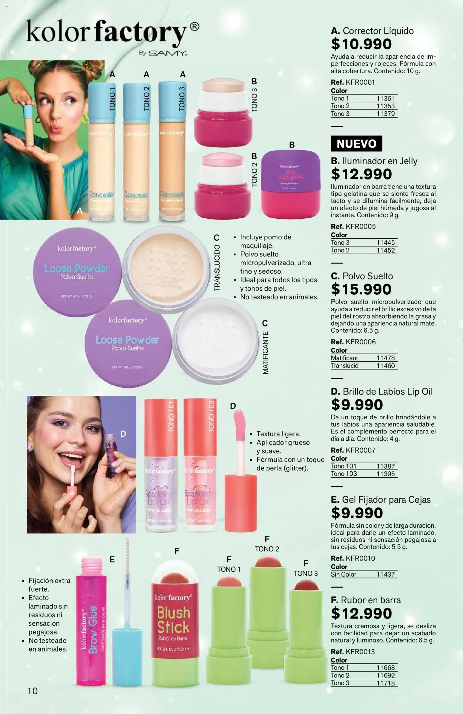 Leonisa revista - valida desde el 15/07/2026 | Página: 10 | Productos: Fijador, Rubor, Brillo de labios, Corrector