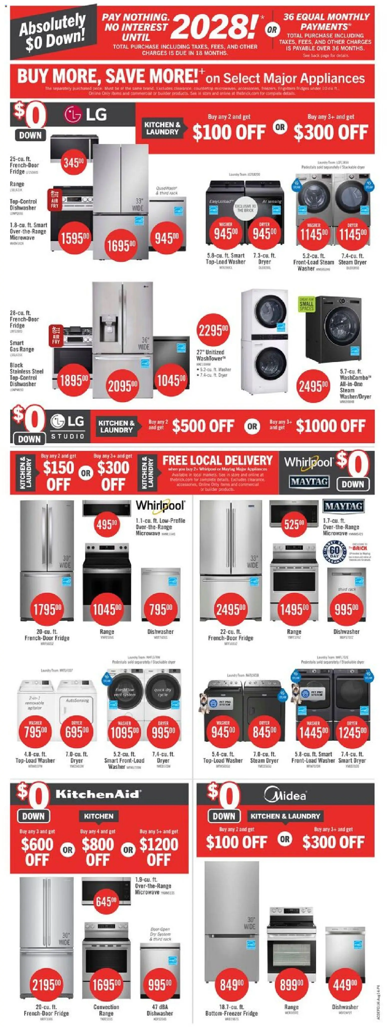 The Brick flyer valid from Aug 13, 2026 | Page: 12 | Products: Dryer, Dishwasher