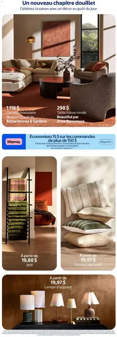 Preview of Walmart circulaire - Prêts pour l´automne from shop Walmart valid from Sep 10, 2026 | Page: 3 | Products: Table lamp, Pillow, Sofa, Coffee