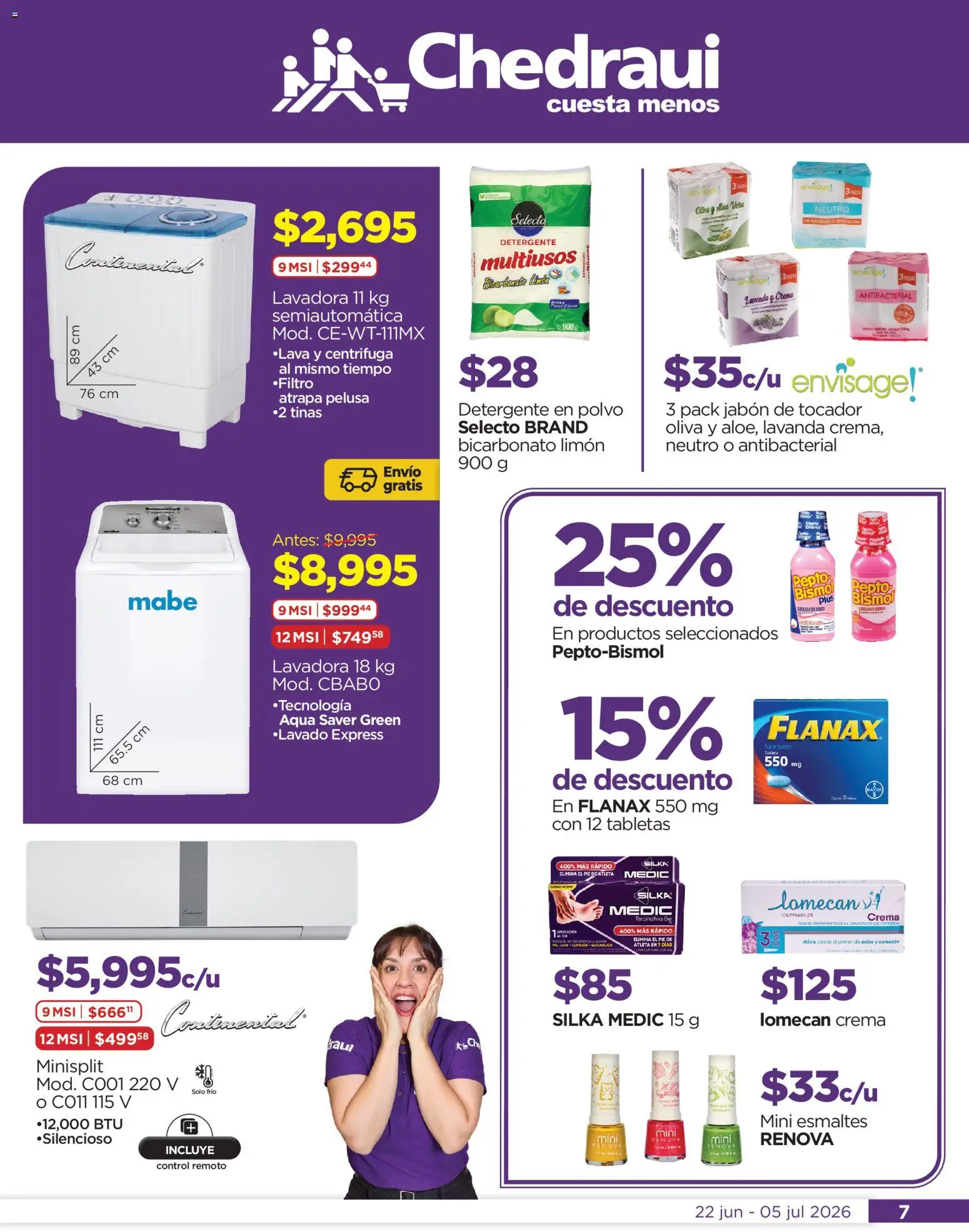 Nuevas ofertas de Chedraui válidas en toda la República Mexicana desde el 22/06/2026. ¡Encuentra las mejores ofertas en Chedraui folleto Llegan los porti ofertones! | Página: 7 | Productos: Limón, Lavadora, Polvo, Jabón
