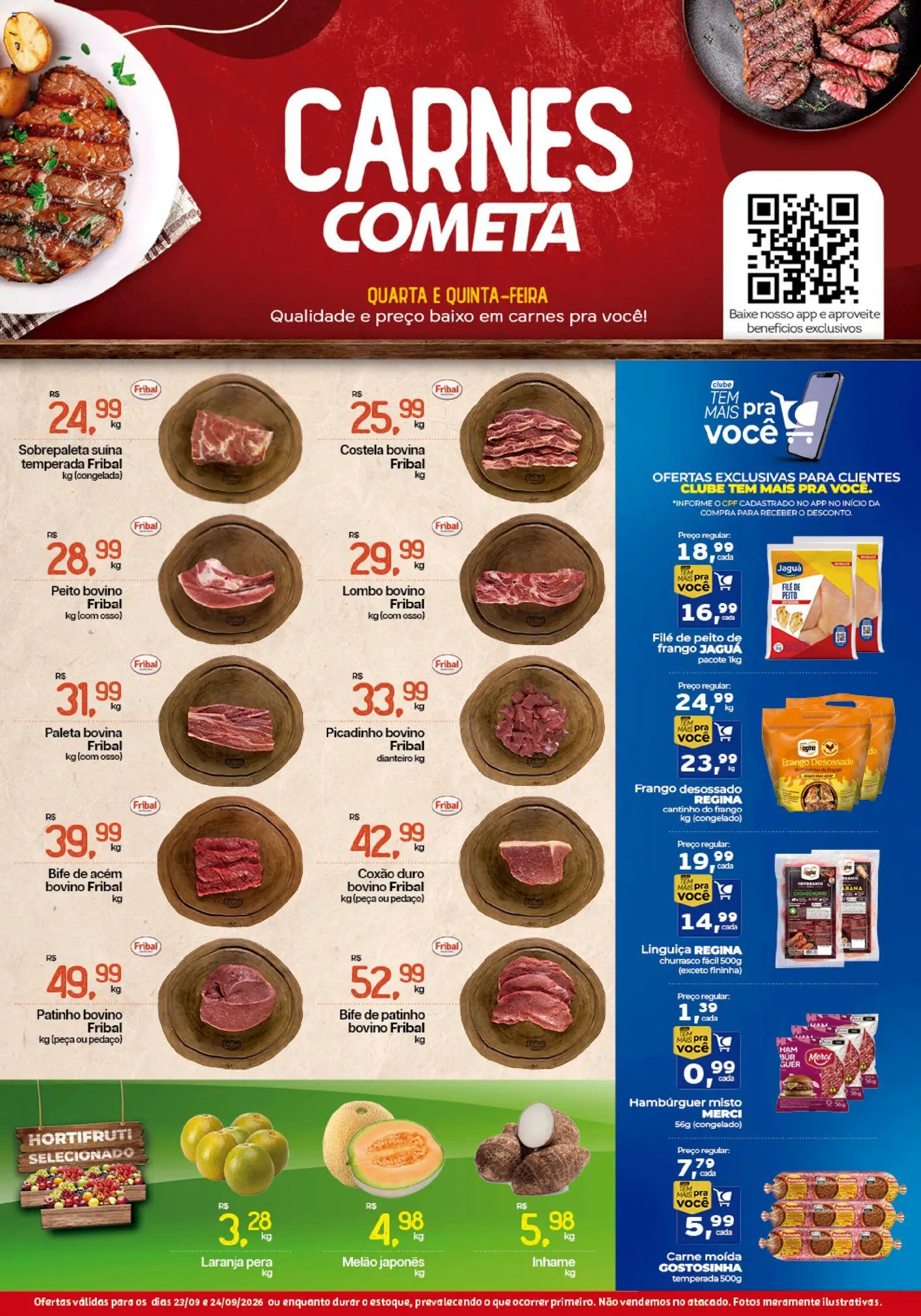 Cometa Supermercados Folheto - válido de 23/09/2026 | Página: 1 | Produtos: Coxão duro, Sobrepaleta suína, Baixo, Frango