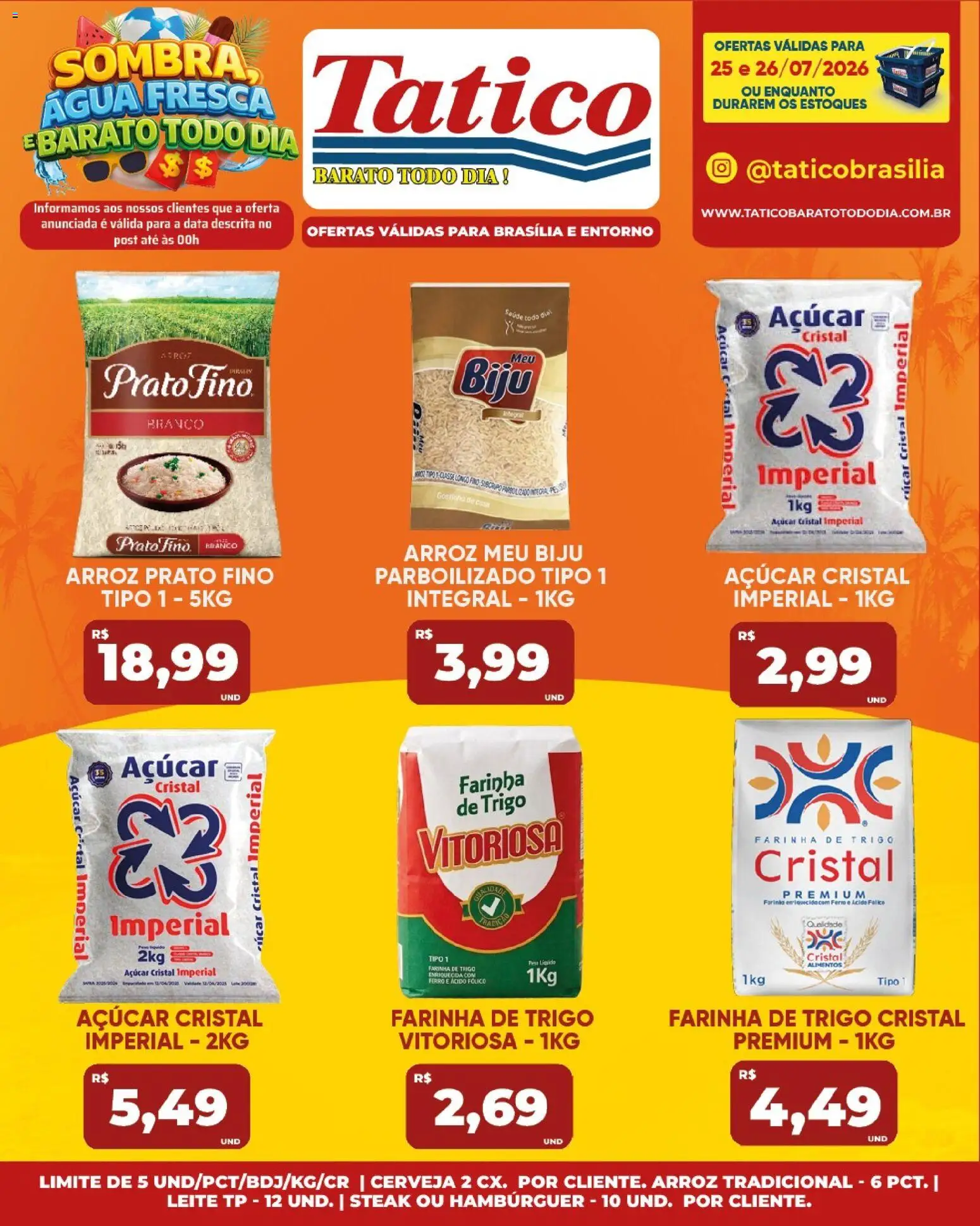 Tatico Folheto - válido de 25/07/2026 | Página: 15 | Produtos: Farinha de trigo, Cerveja, Arroz, Hambúrguer