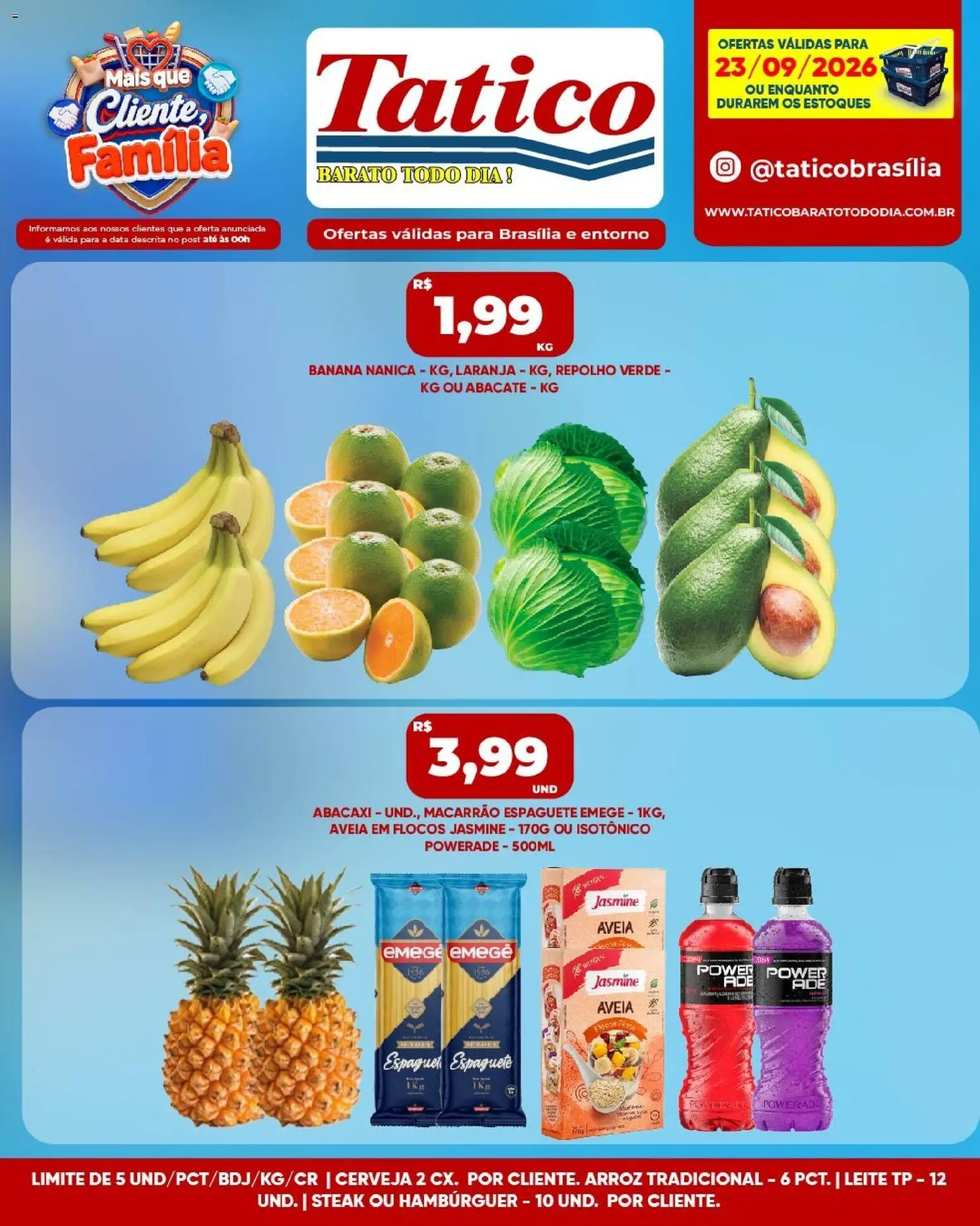 Tatico Folheto - válido de 23/09/2026 | Página: 2 | Produtos: Leite, Macarrão, Flocos, Aveia