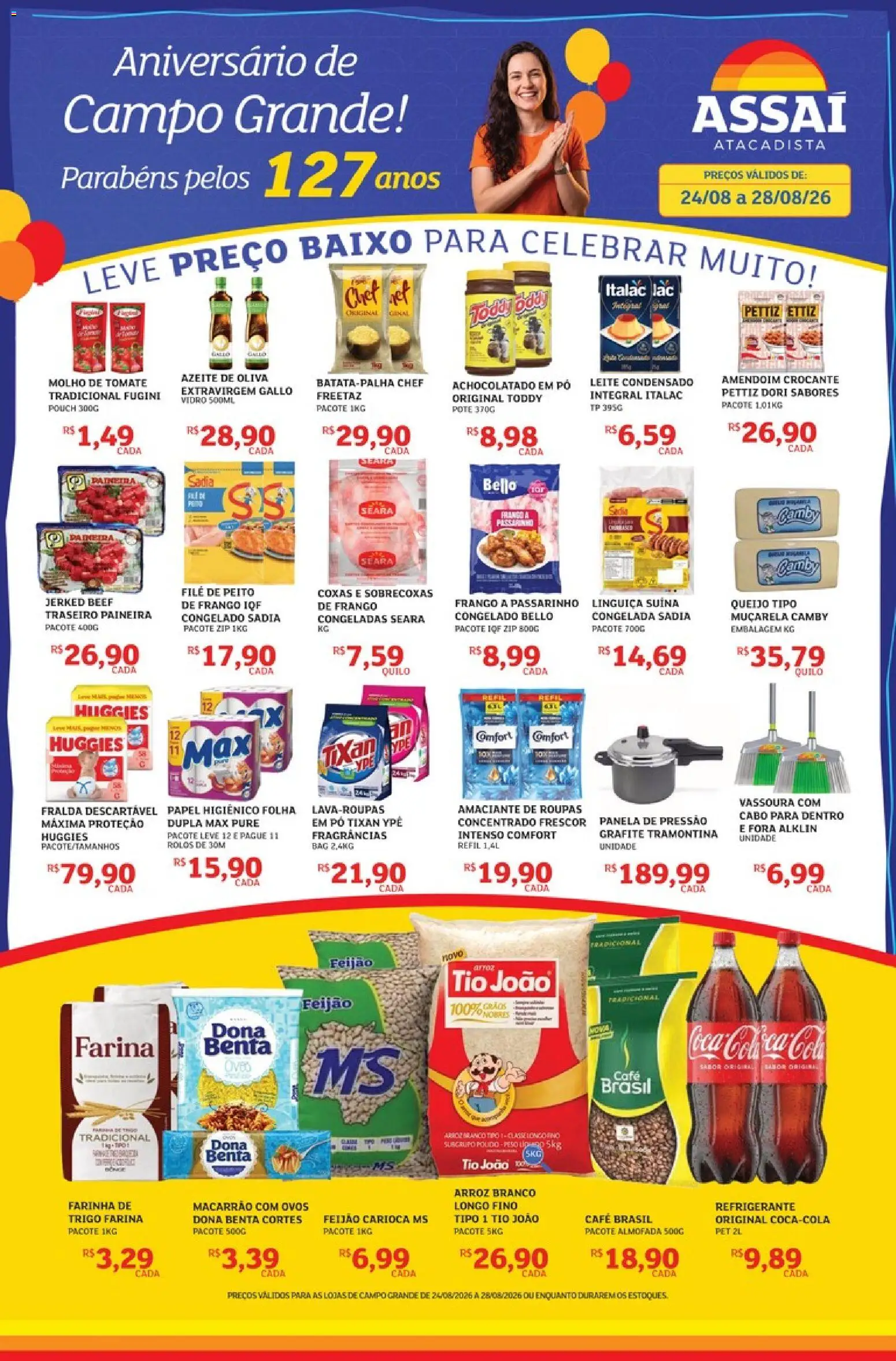 Assaí Atacadista Folheto - válido de 24/08/2026 | Página: 1 | Produtos: Amendoim, Linguiça, Azeite, Leite condensado