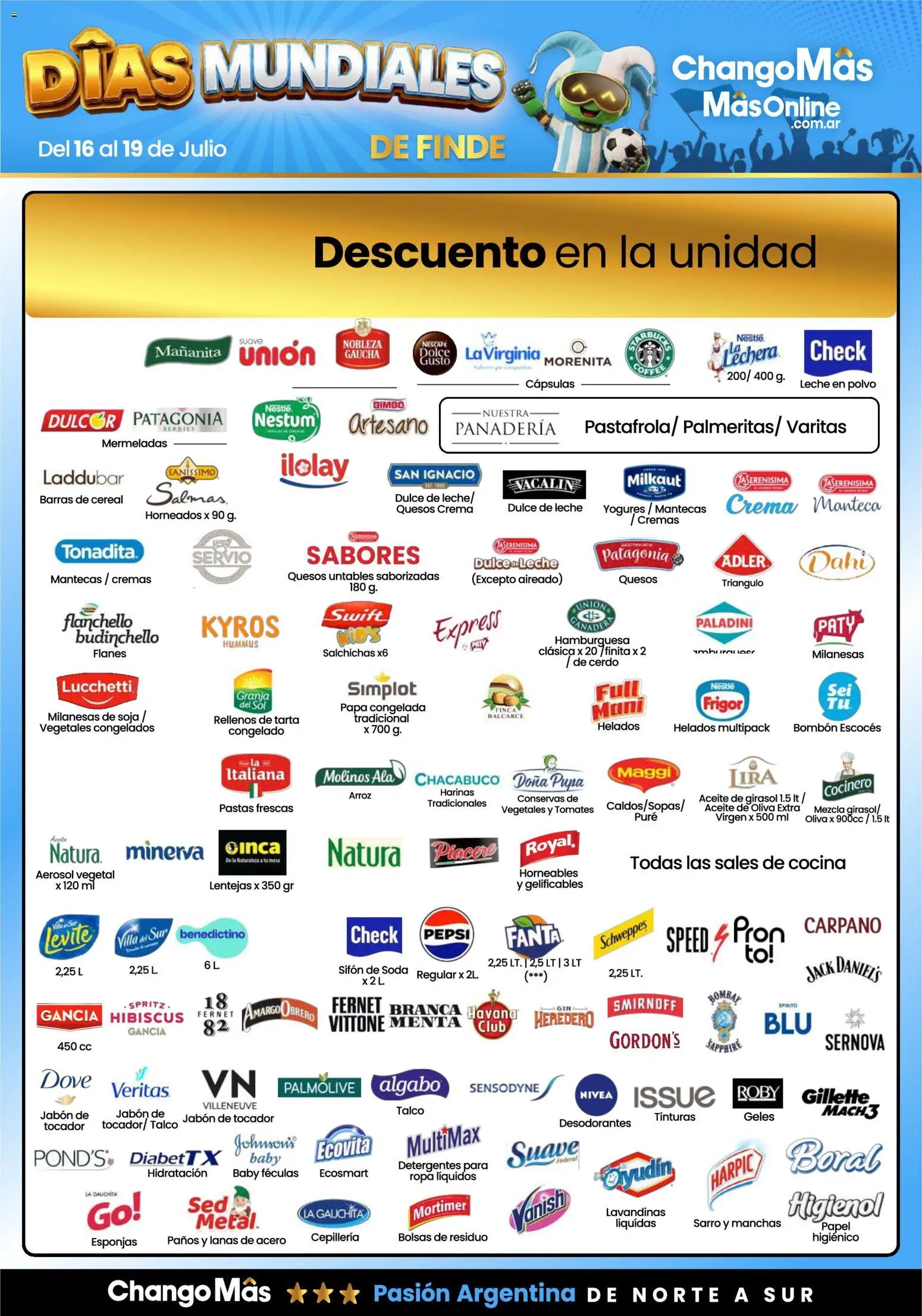 Changomas Días Mundiales │ válido desde el 16/07/2026 | Página: 4 | Productos: Aceite, Fernet, Ropa, Sales