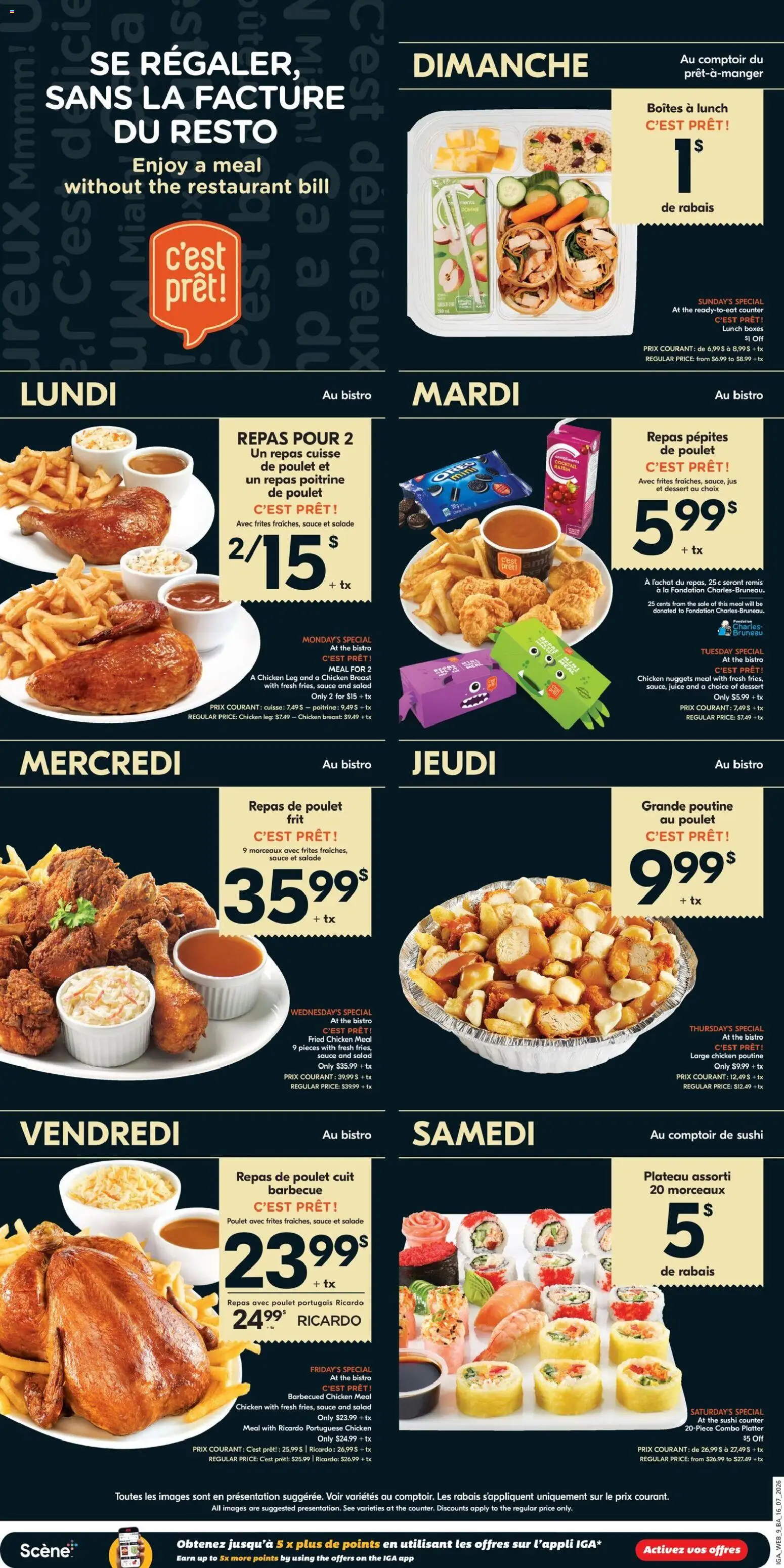 IGA flyer valid from Jul 16, 2026 | Page: 13 | Products: Salad, Dessert, Sushi, Cocktail