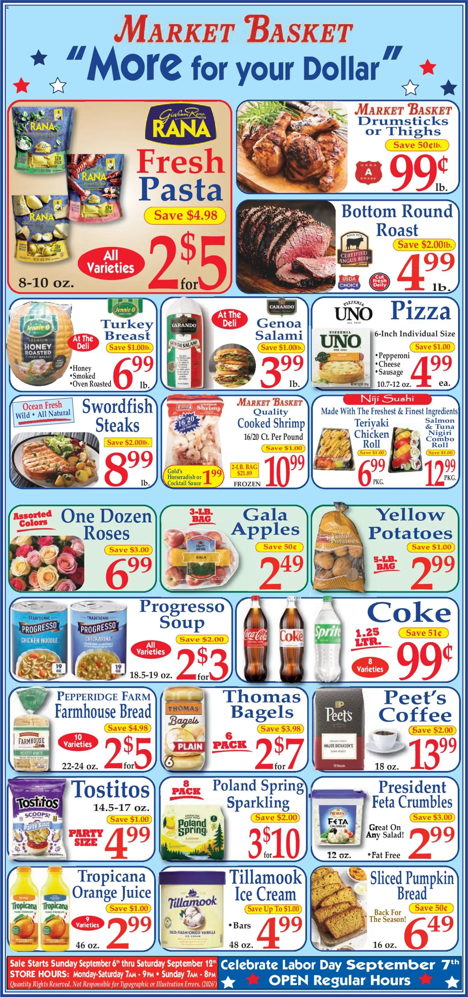 Market Basket Ad - valid from 09/06/2026 | Page: 1 | Products: Cheese, Pizza, Bag, Sprite