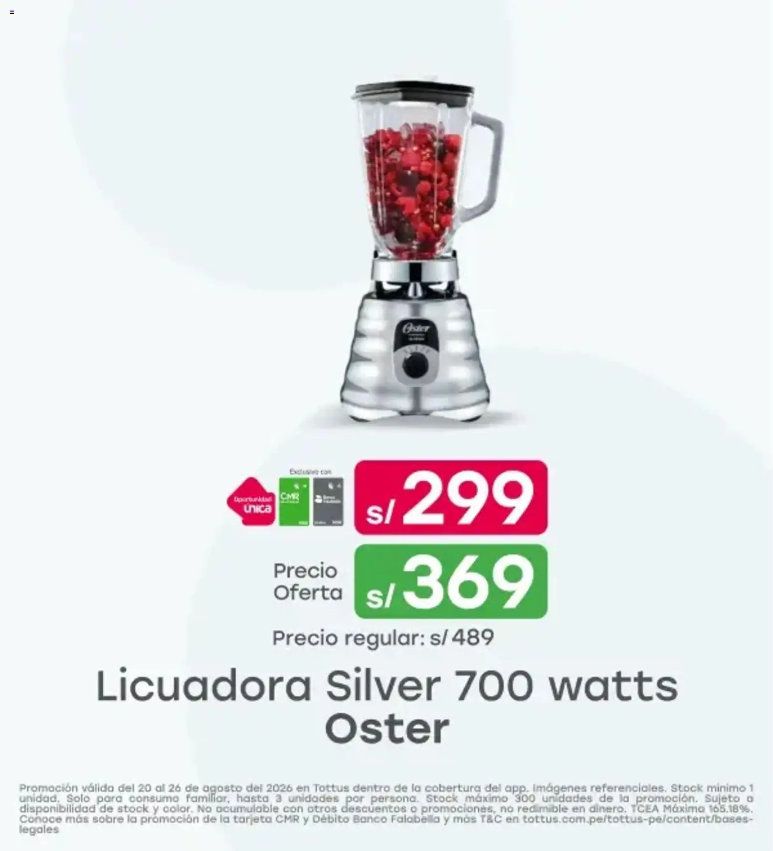 Catálogo Tottus válido desde 20/08/2026 | Página: 8 | Productos: Licuadora