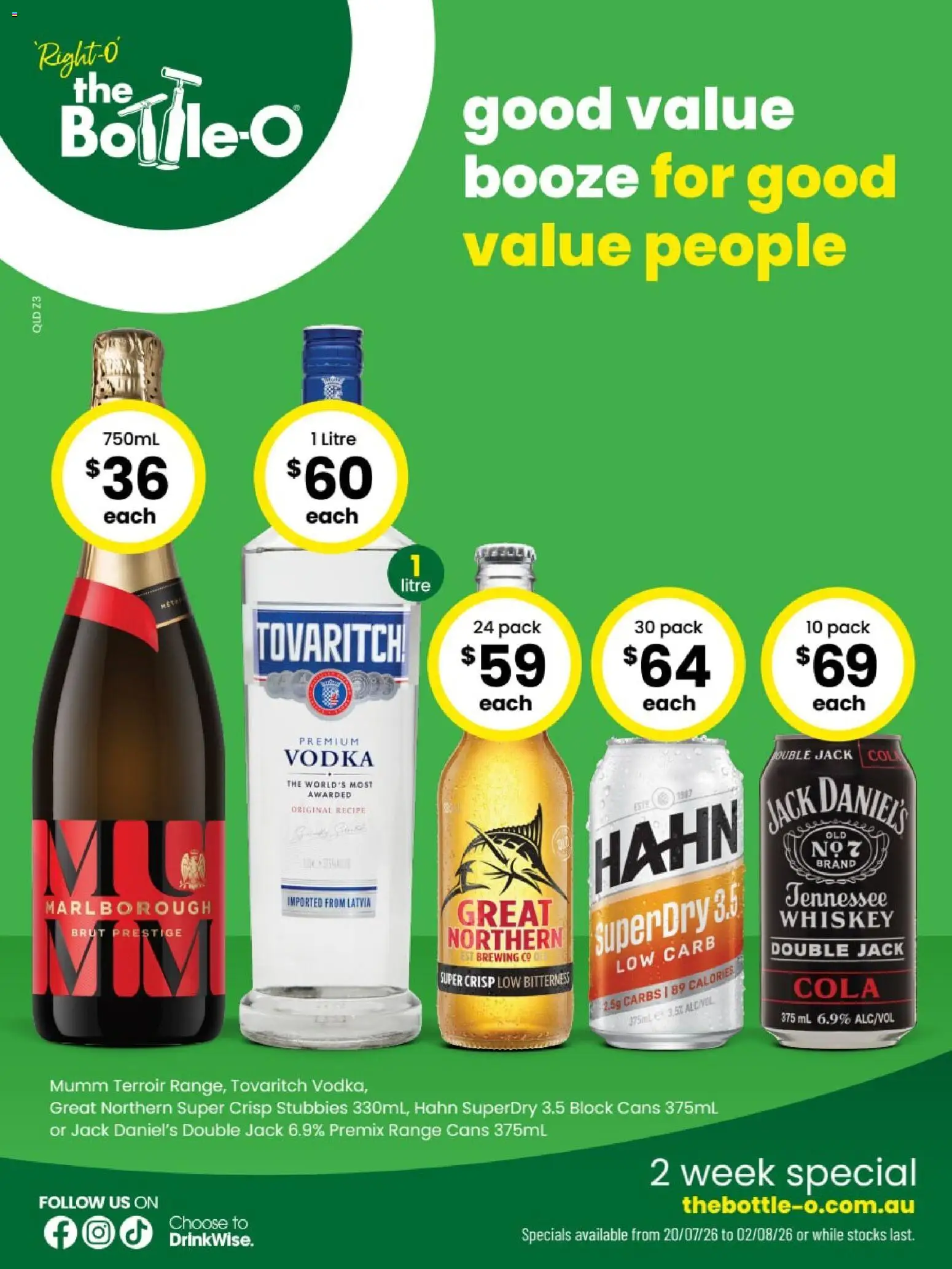 The Bottle-O catalogue - valid from 20/07/2026 | Page: 1 | Products: Vodka, Whiskey