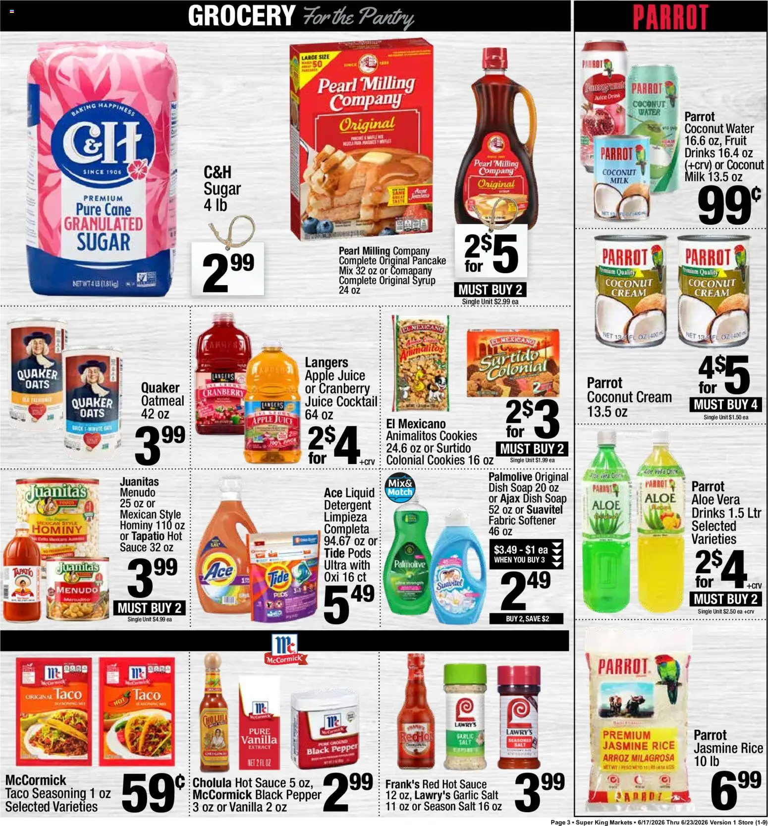 Super King Weekly Ad - valid from 06/17/2026 | Page: 3 | Products: Fabric softener, Cream, Water, Sauce