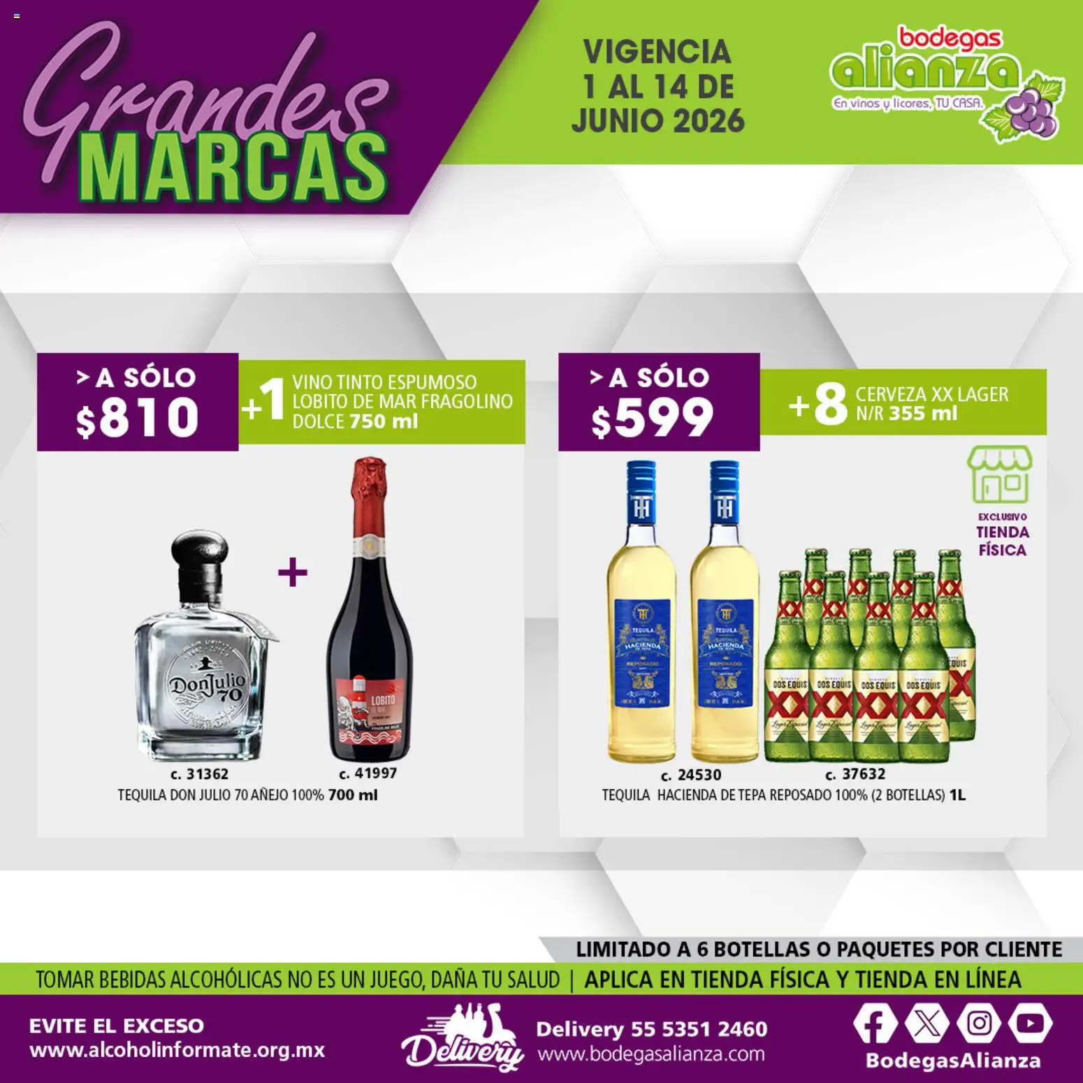 Nuevas ofertas de Bodegas Alianza válidas en toda la República Mexicana desde el 01.06.2026. ¡Encuentra las mejores ofertas en Bodegas Alianza catálogo Grandes Marcas! | Página: 9 | Productos: Cerveza, Tequila, Vino