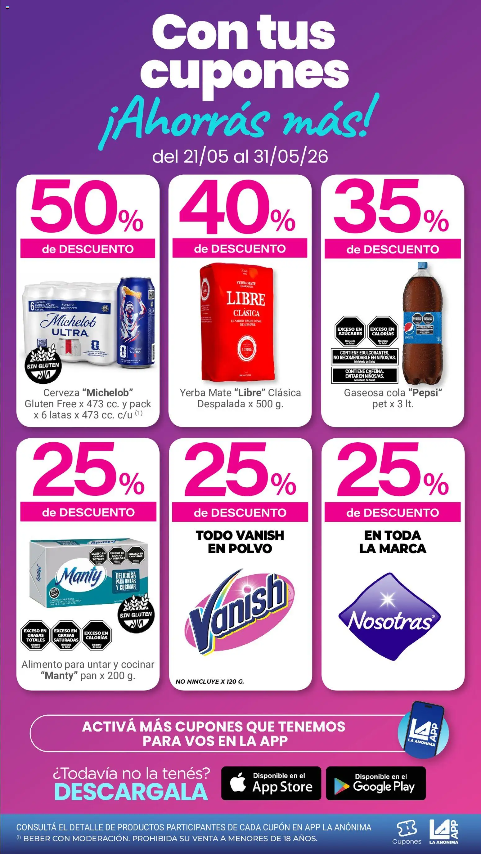 La Anonima catálogo │ válido desde el 21.05.2026 | Página: 3 | Productos: Mate, Polvo, Pan, Cerveza