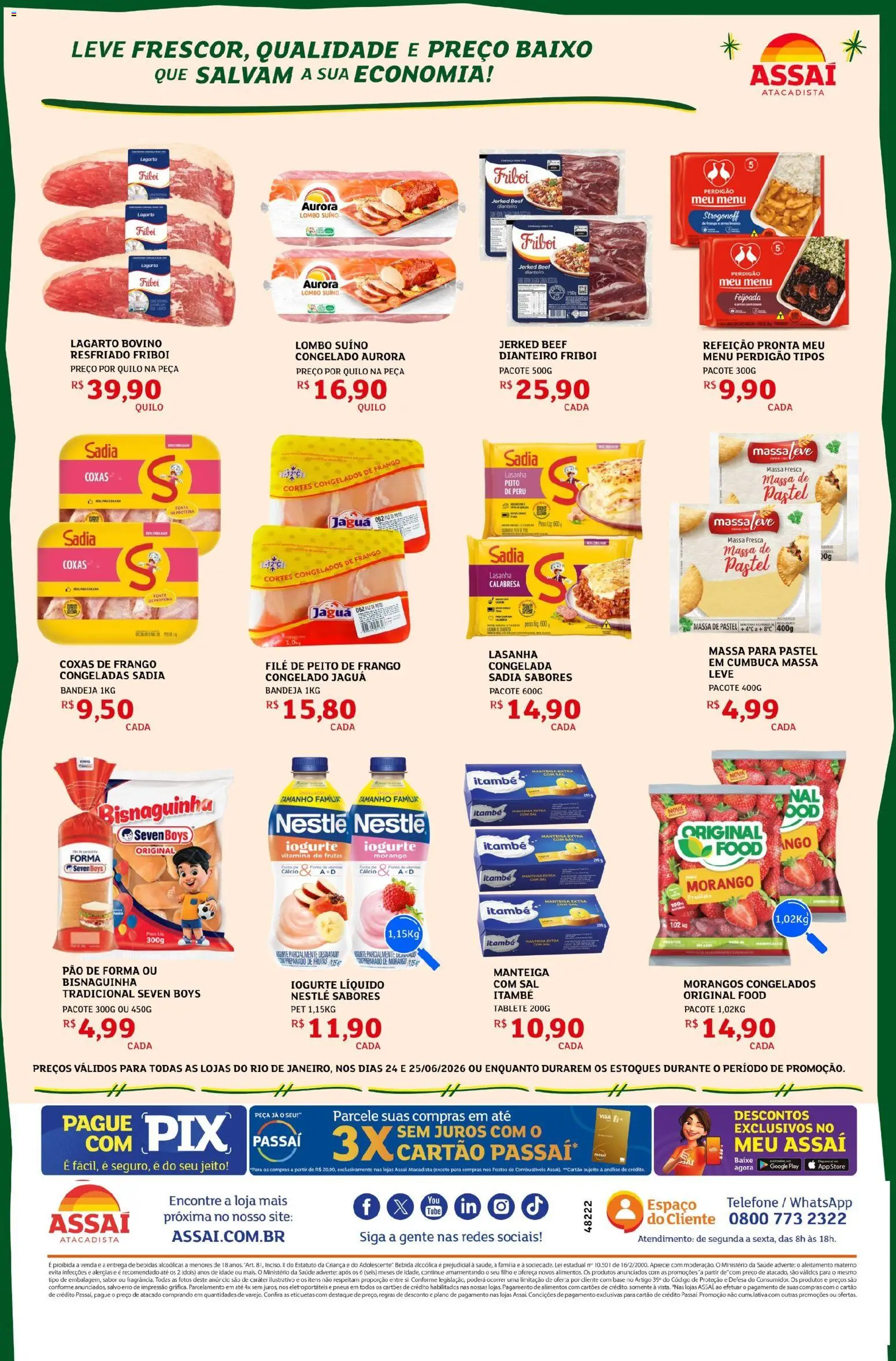 Assaí Atacadista Folheto - válido de 24/06/2026 | Página: 2 | Produtos: Pneus, Lasanha, Bandeja, Frango