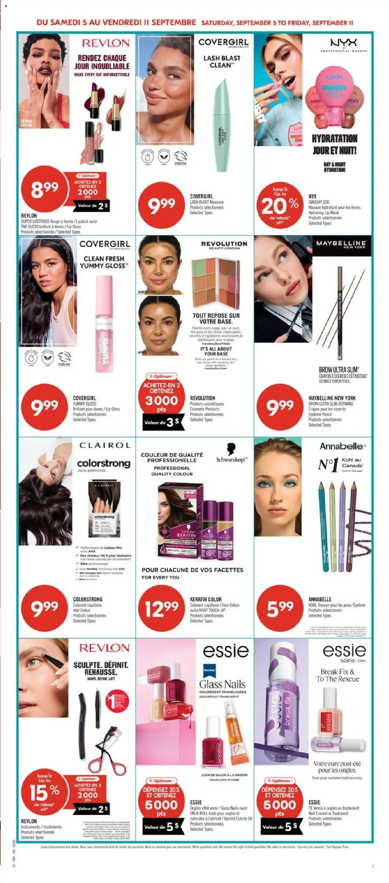 Pharmaprix flyer valid from Sep 5, 2026 | Page: 13 | Products: Mascara, Eyeliner, Lip gloss, Oil