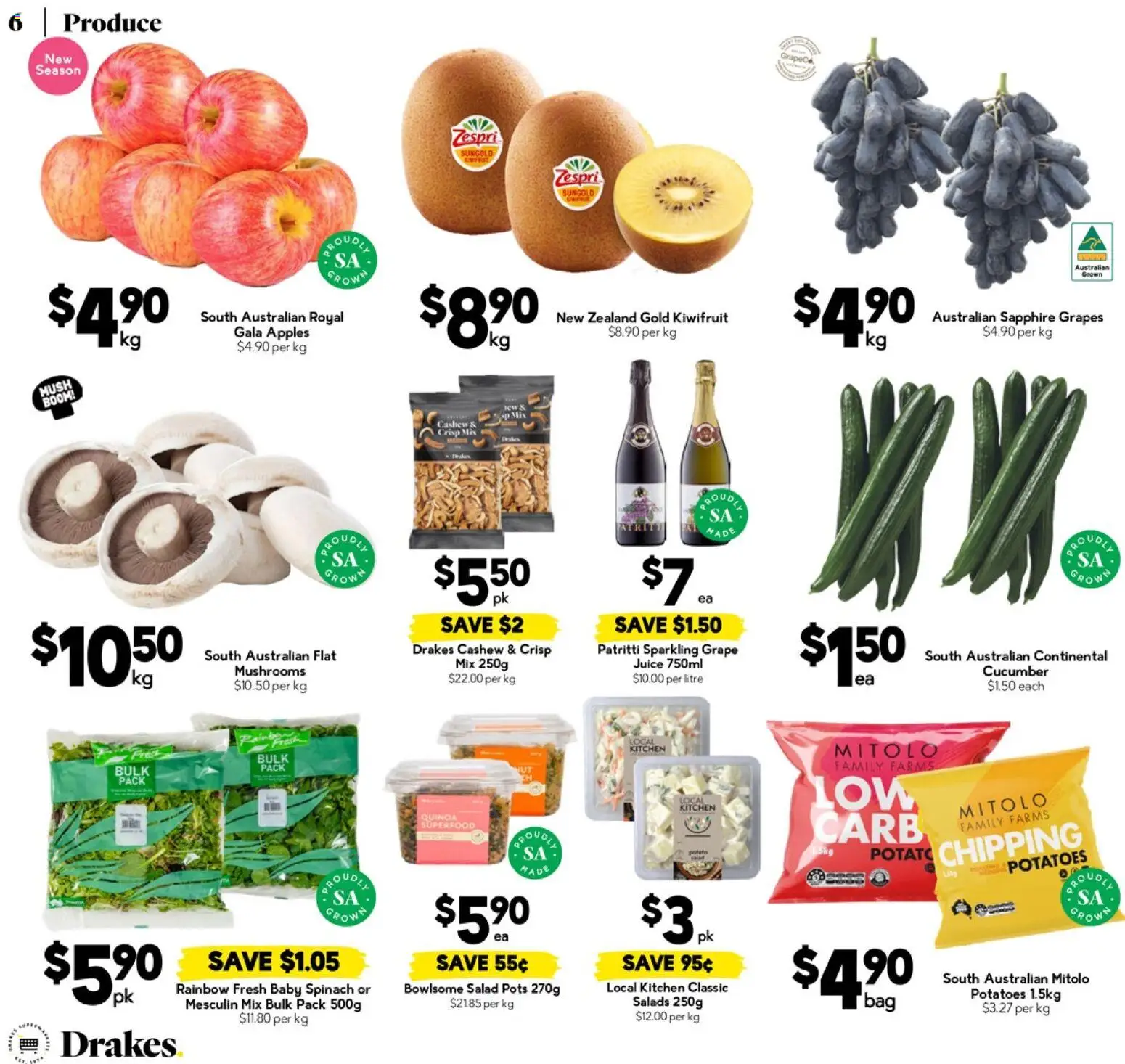 Drakes catalogue - valid from 22.04.2026 | Page: 6 | Products: Apples, Kiwifruit, Salad, Bag