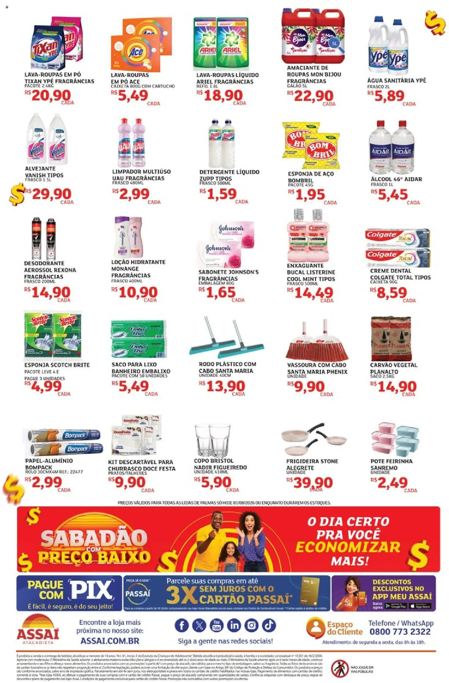 Assaí Atacadista Folheto - válido de 01/08/2026 | Página: 4 | Produtos: Alvejante, Rolo, Sabonete, Rexona