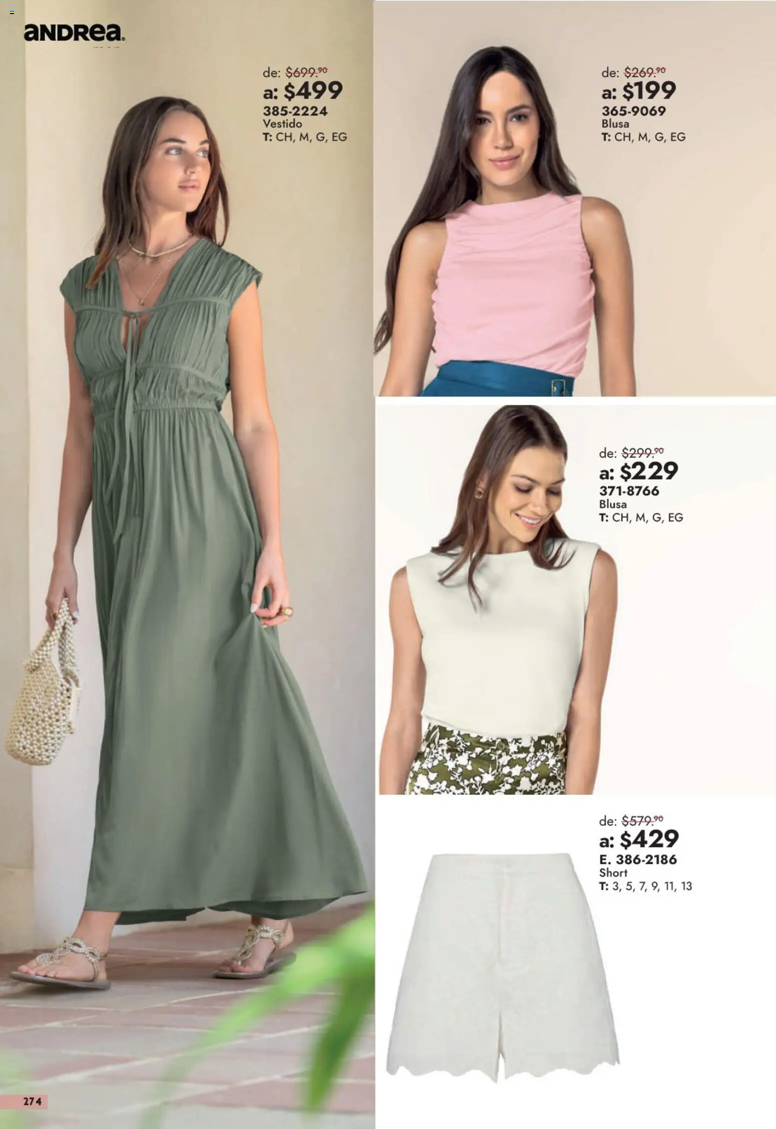 Nuevas ofertas de Andrea válidas en toda la República Mexicana desde el 13/09/2026. ¡Encuentra las mejores ofertas en Andrea catálogo Outlet! | Página: 274 | Productos: Blusa, Vestido, Short