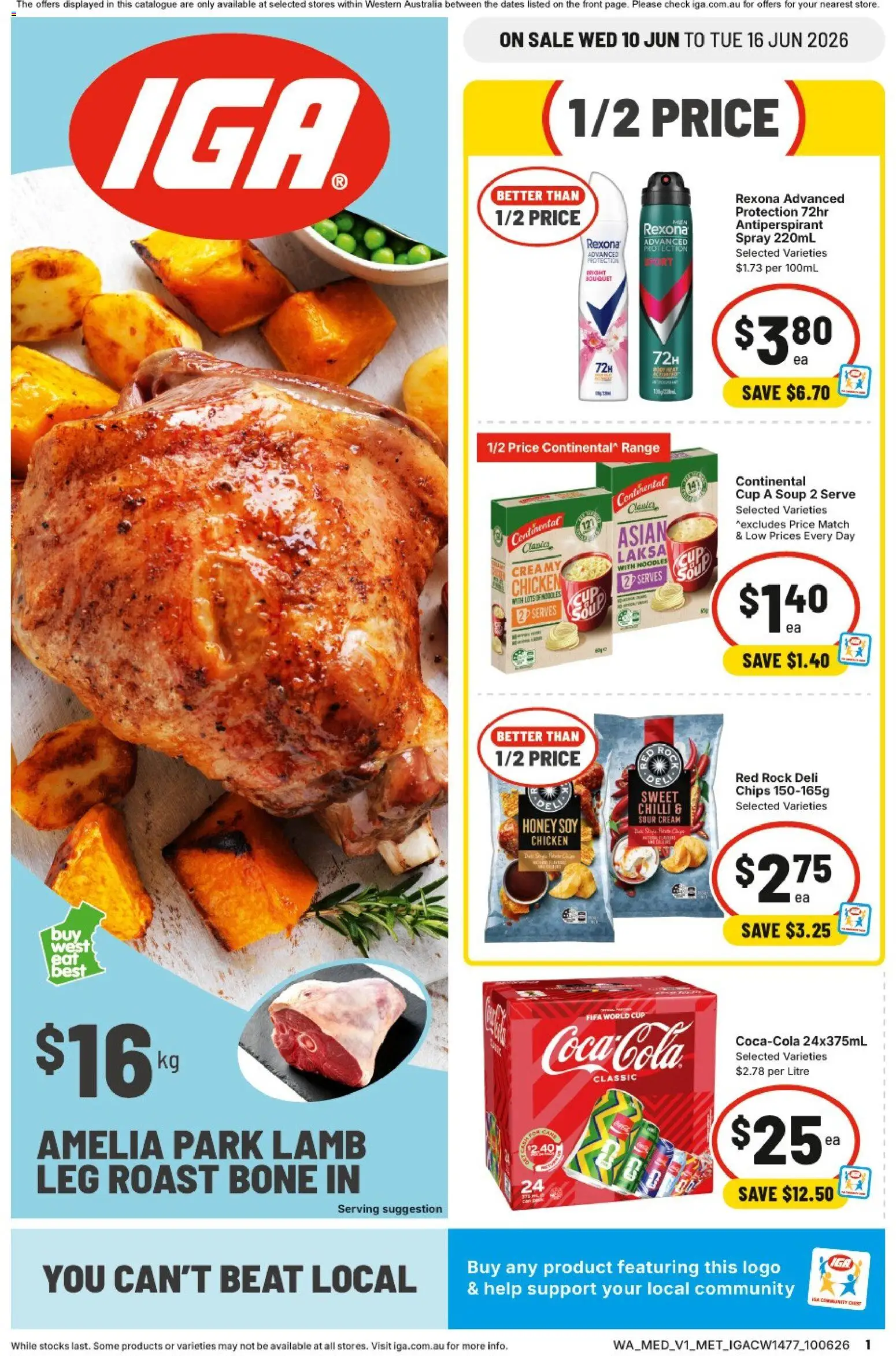 IGA catalogue - valid from 10.06.2026 | Page: 1 | Products: Lamb, Sour cream, Antiperspirant, Cream