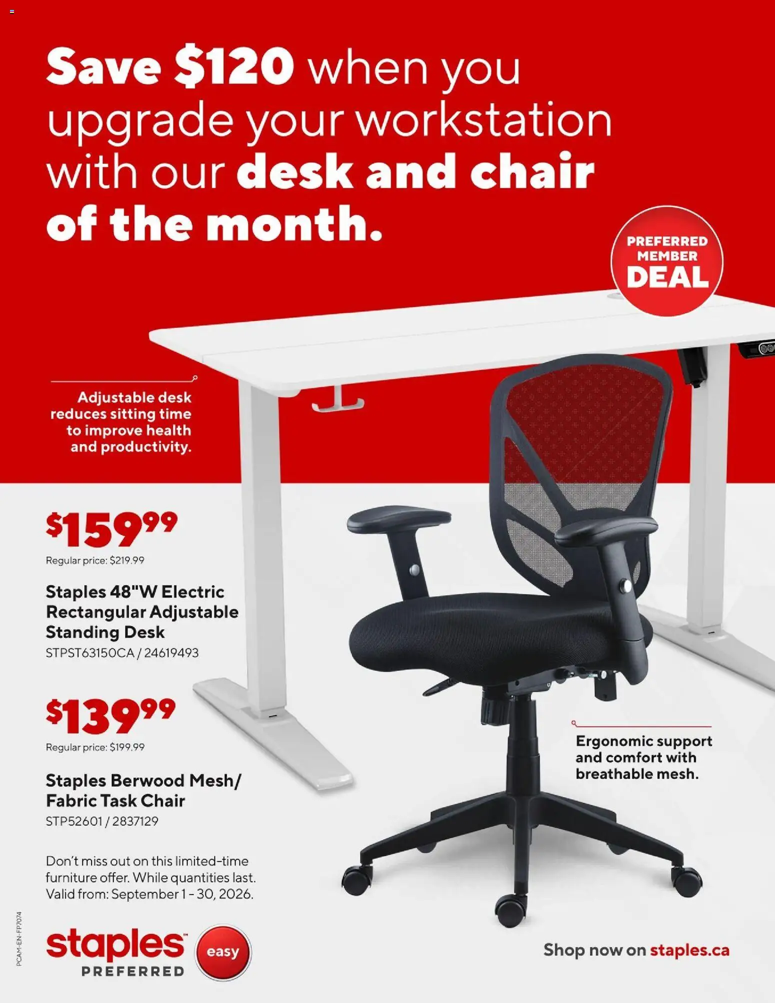 Staples flyer valid from Sep 1, 2026 | Page: 1 | Products: Chair