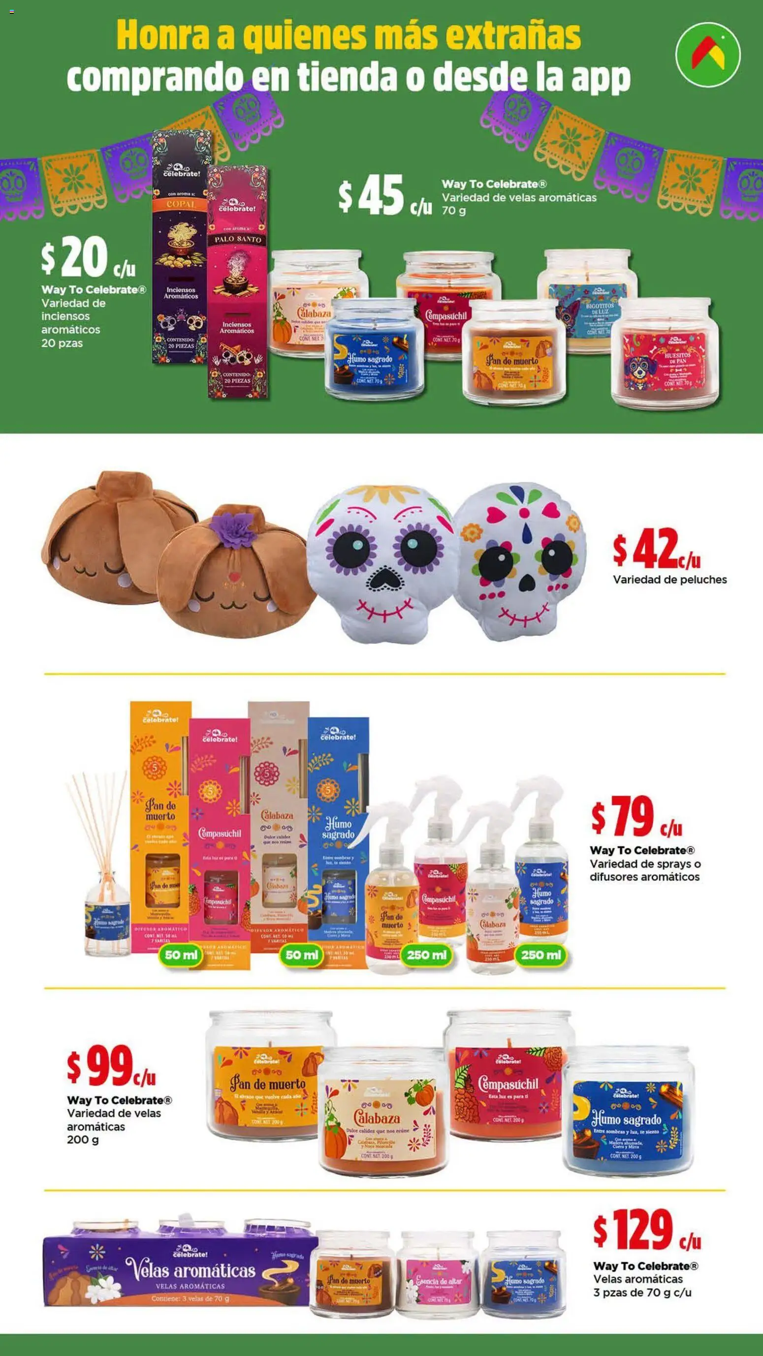 Nuevas ofertas de Bodega Aurrerá válidas en toda la República Mexicana desde el 17/09/2026. ¡Encuentra las mejores ofertas en Bodega Aurrerá folleto Día de Muertos! | Página: 3 | Productos: Velas, Dulce, Té, Calabaza