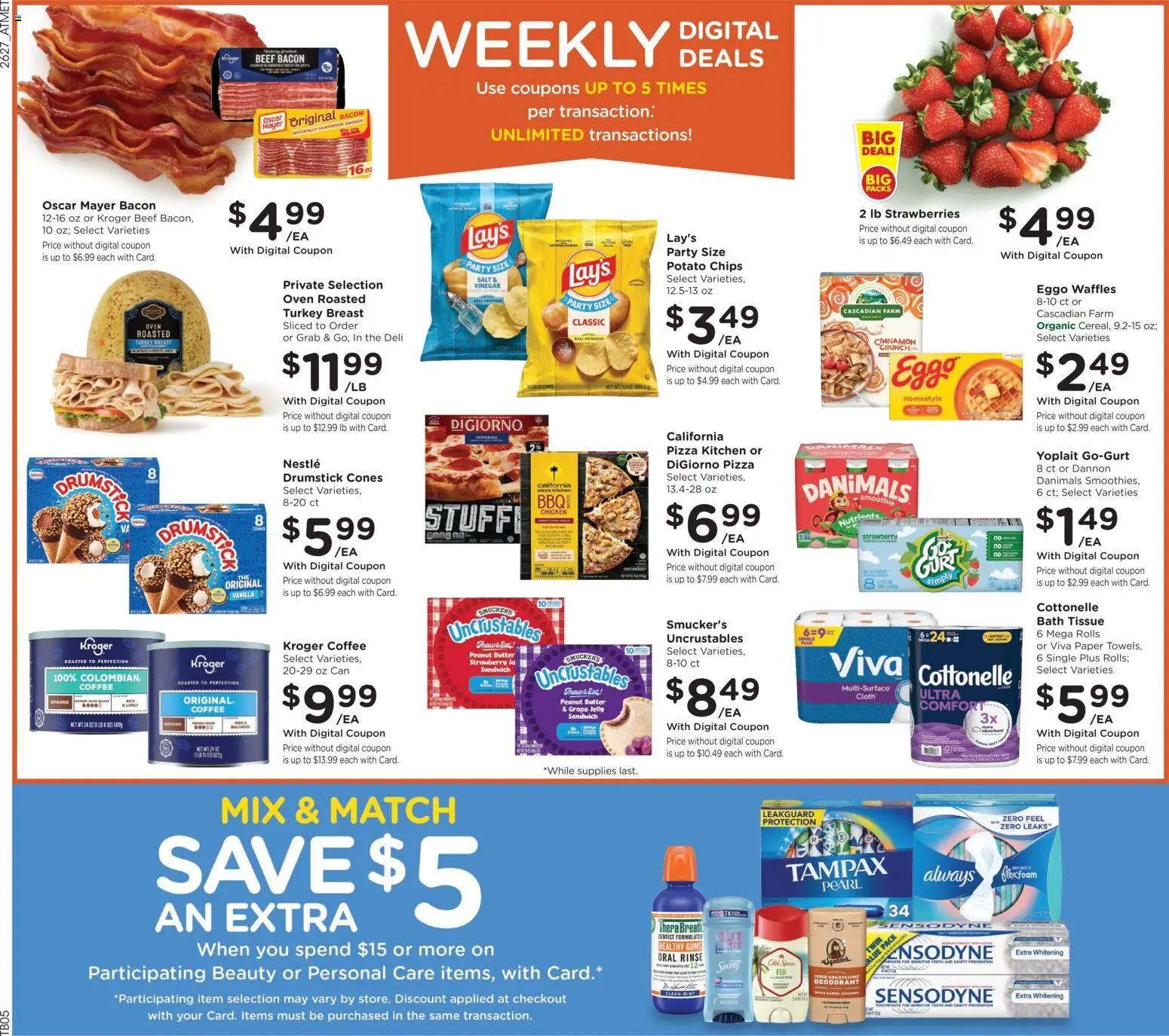 Kroger Weekly Ad - valid from 08/05/2026 | Page: 3 | Products: Bath, Butter, Pizza, Strawberries