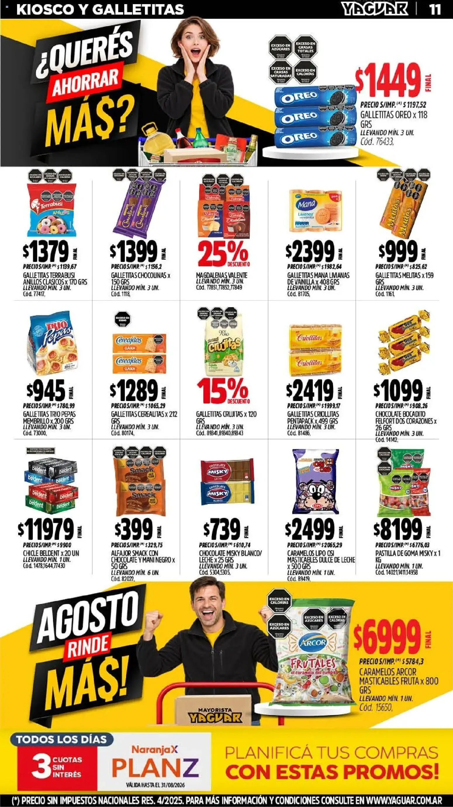 Yaguar - Oferta Semanal Jujuy │ válido desde el 24/08/2026 | Página: 11 | Productos: Galletitas, Mani, Leche, Fruta