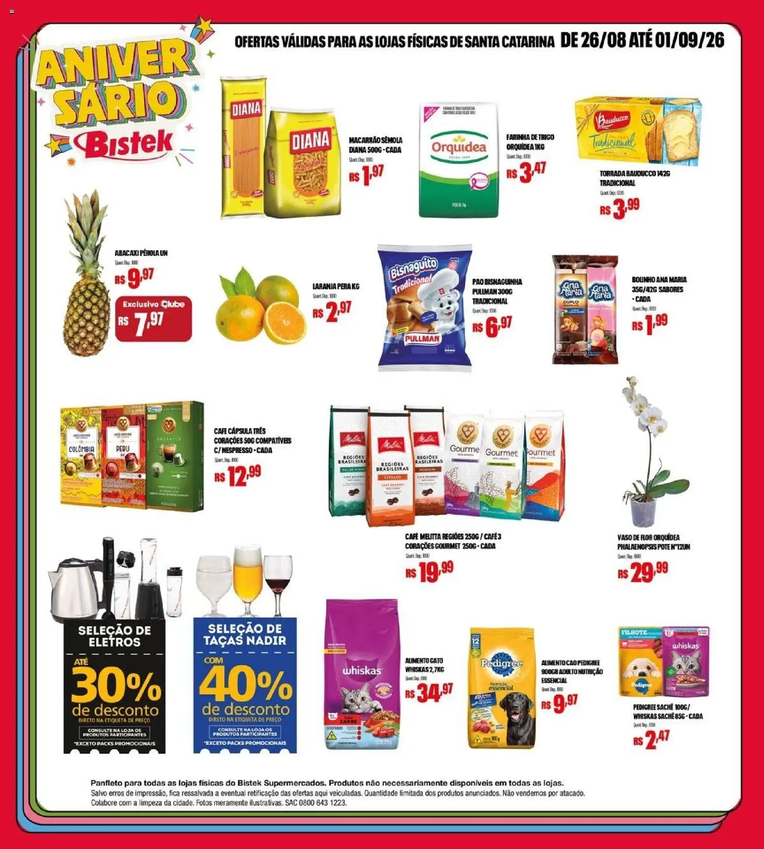 Bistek Supermercados Folheto - válido de 26/08/2026 | Página: 4 | Produtos: Farinha, Farinha de trigo, Taças, Macarrão