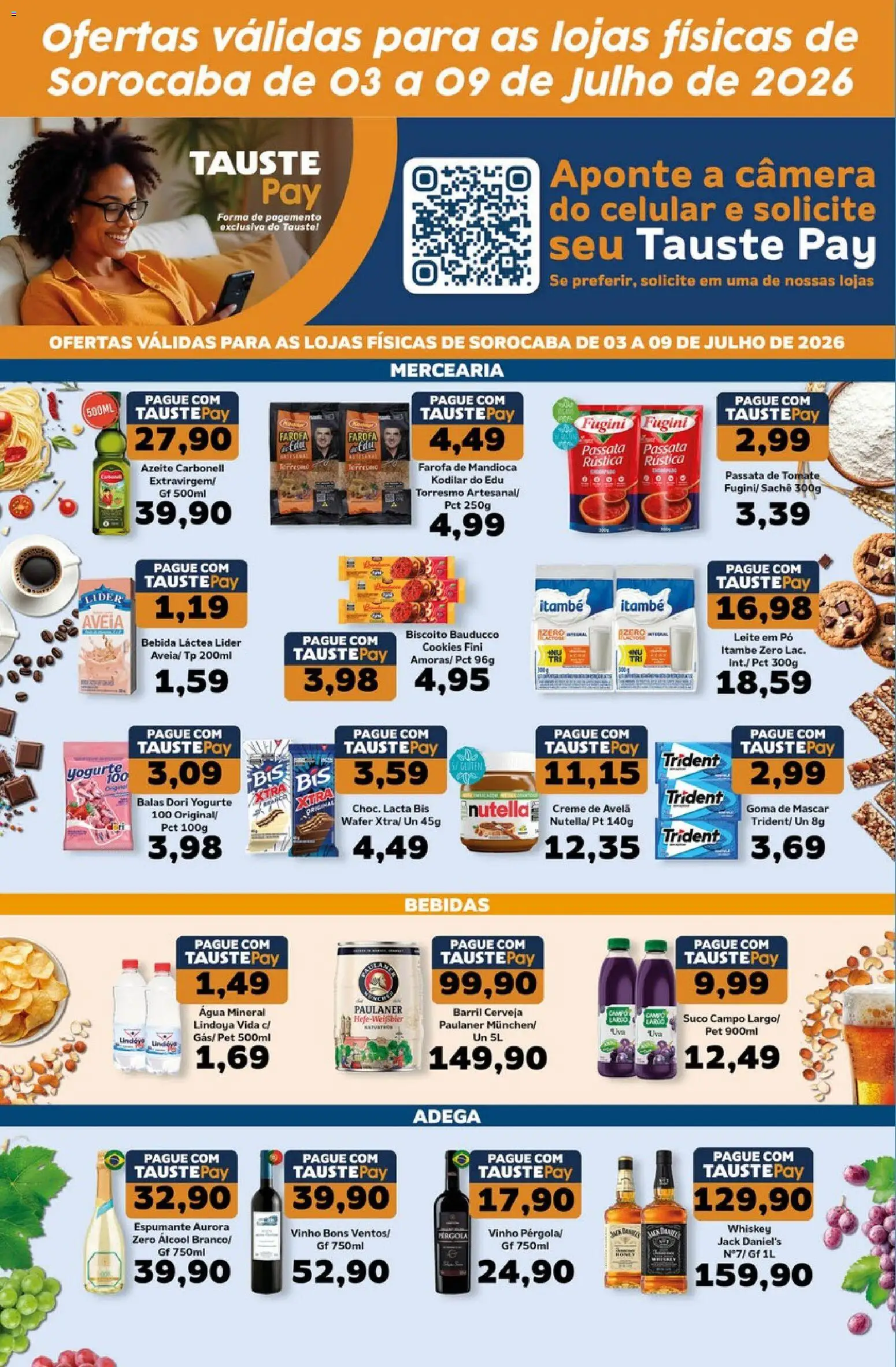 Tauste Folheto - válido de 03/07/2026 | Página: 1 | Produtos: Kodilar, Suco, Leite em pó, Avelã