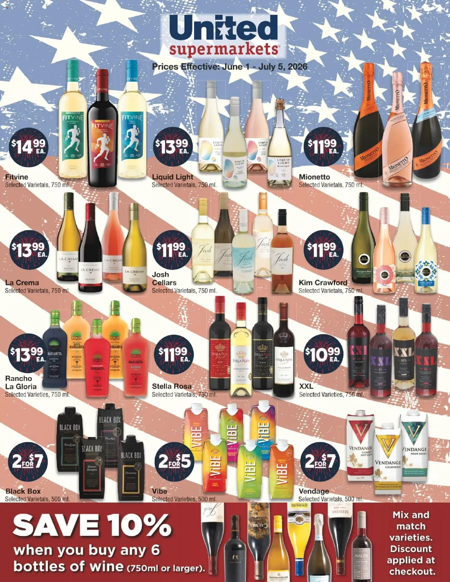United Supermarkets June Alcohol Flyer - valid from 01.06.2026 | Page: 2 | Products: Box, Wine