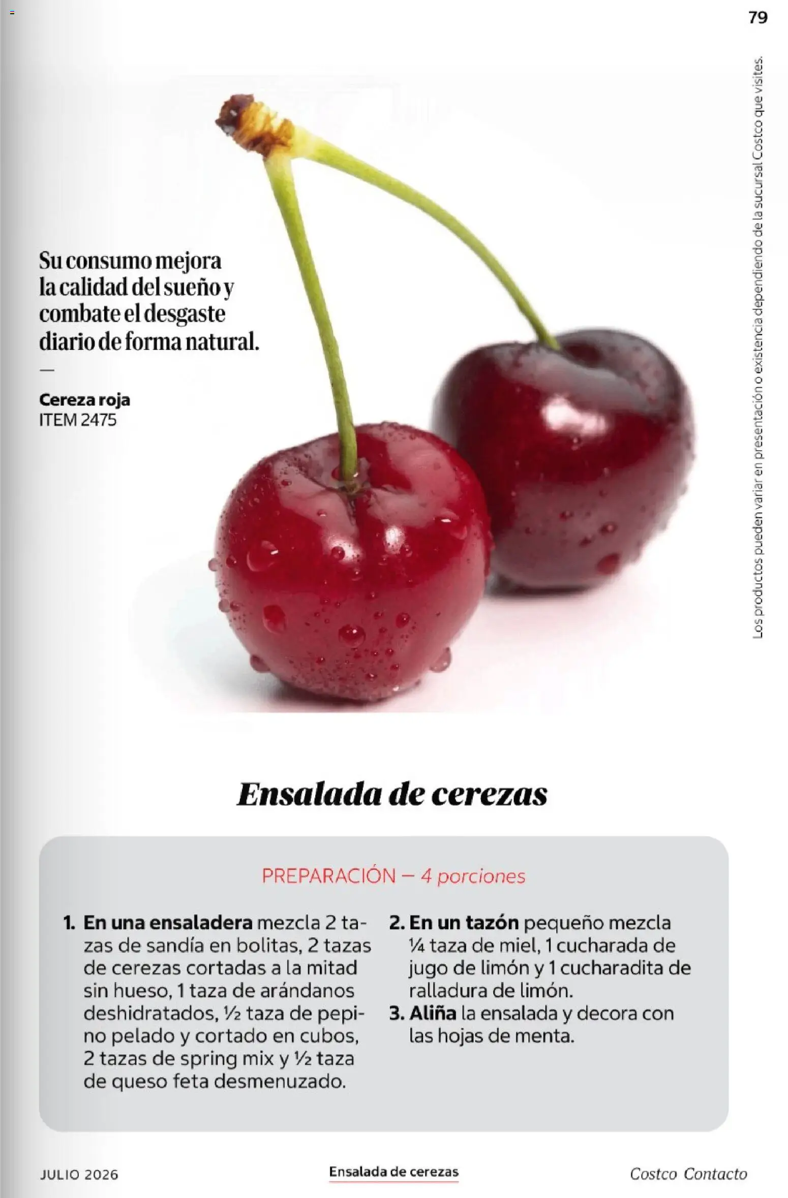 Nuevas ofertas de Costco válidas en toda la República Mexicana desde el 01/07/2026. ¡Encuentra las mejores ofertas en Costco Revista Julio 2026! | Página: 79 | Productos: Taza, Cerezas, Ensaladera, Ensalada