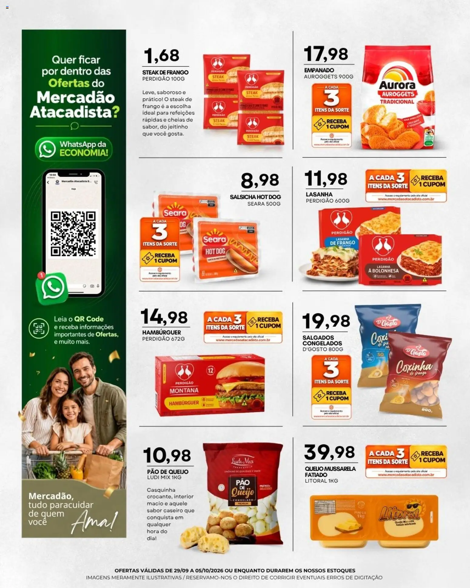 Mercadão Atacadista Folheto - válido de 29/09/2026 | Página: 3 | Produtos: Salsicha, Queijo, Pão, Pão de queijo
