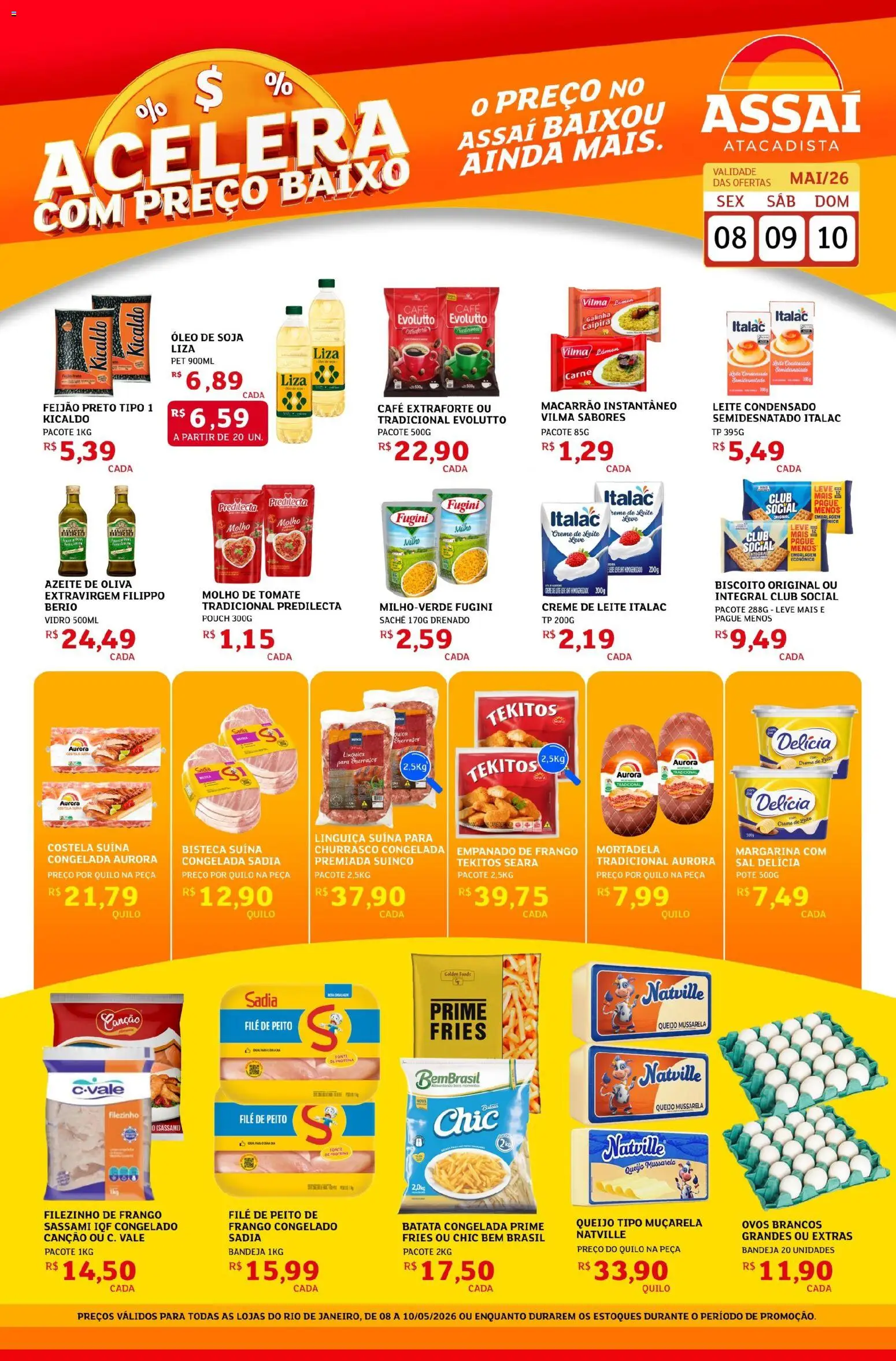 Assaí Atacadista Folheto - válido de 08.05.2026 | Página: 1 | Produtos: Queijo, Mortadela, Macarrão, Creme