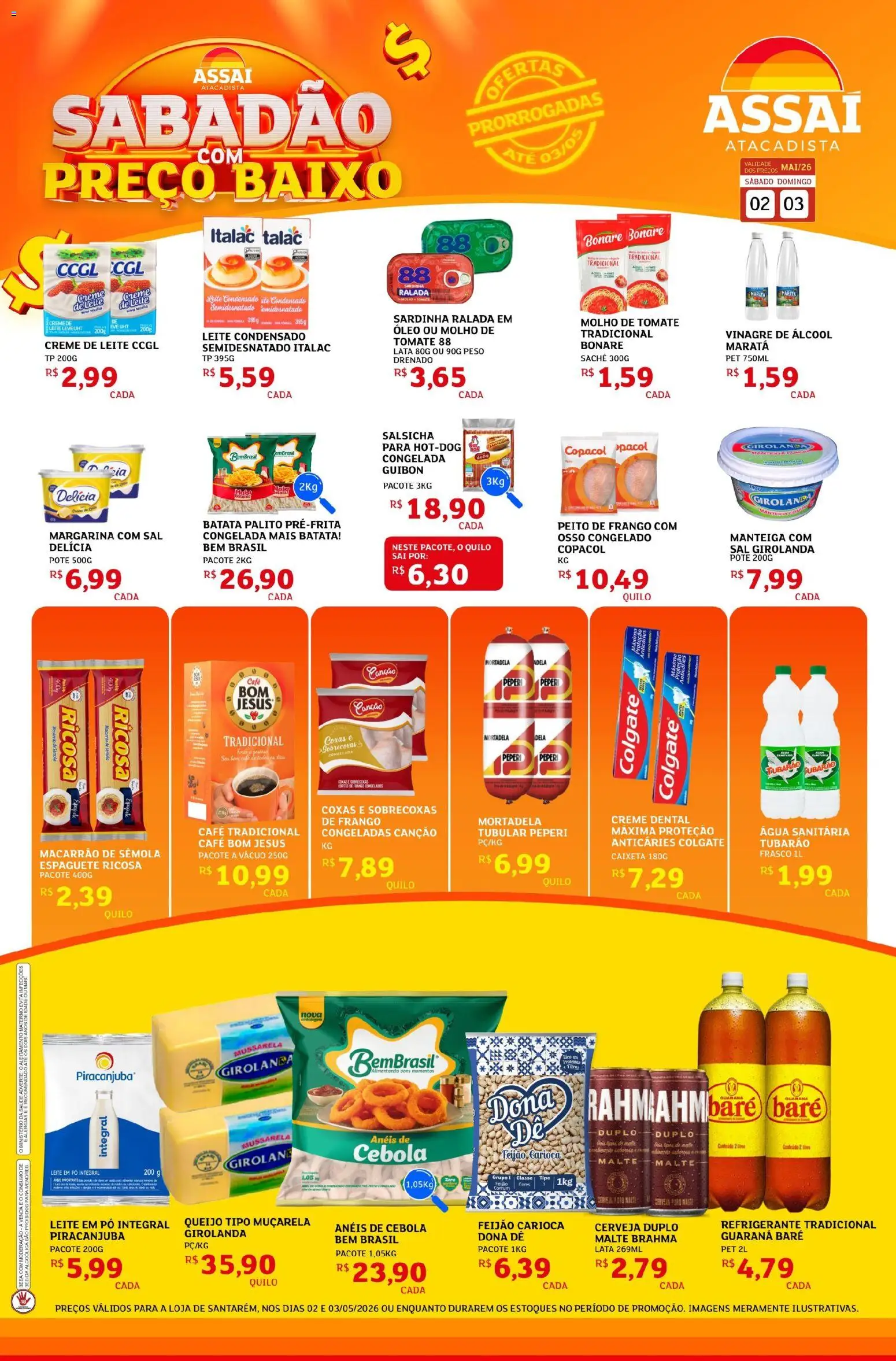 Assaí Atacadista Folheto - válido de 02.05.2026 | Página: 1 | Produtos: Cebola, Manteiga, Muçarela, Macarrão