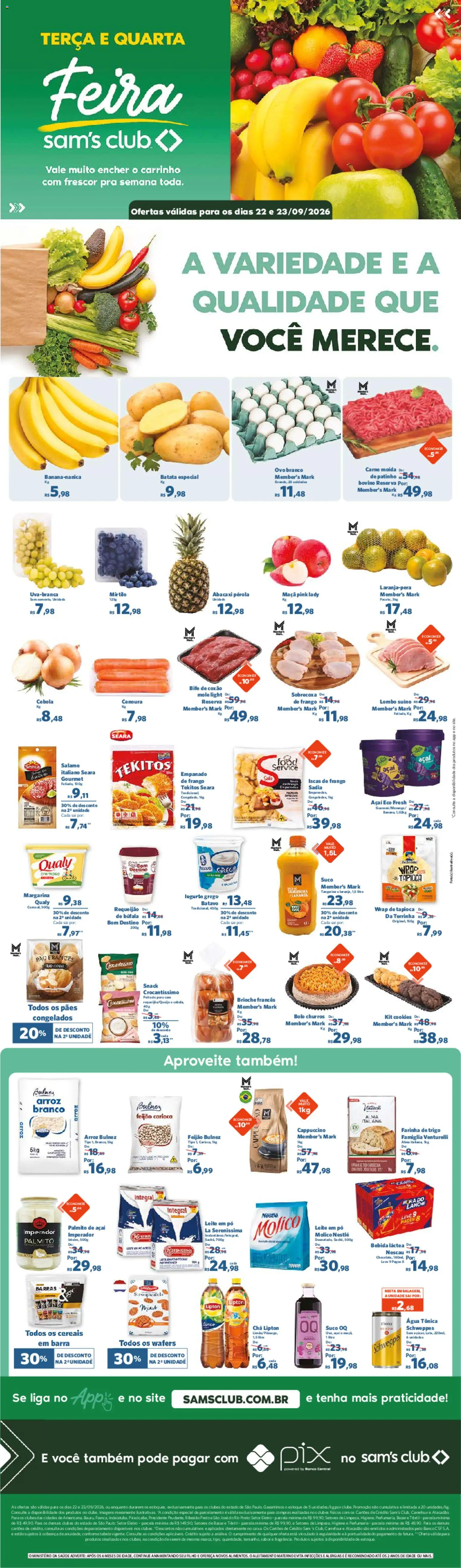 Sam's Club Folheto - válido de 22/09/2026 | Página: 1 | Produtos: Banco, Leite, Requeijão, Açaí