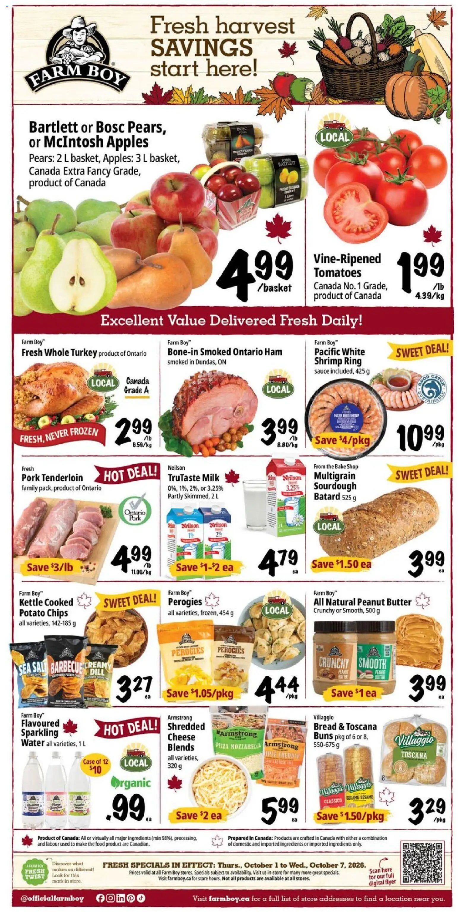 Farm Boy flyer valid from Oct 1, 2026 | Page: 1 | Products: Ham, Pizza, Pork, Apples