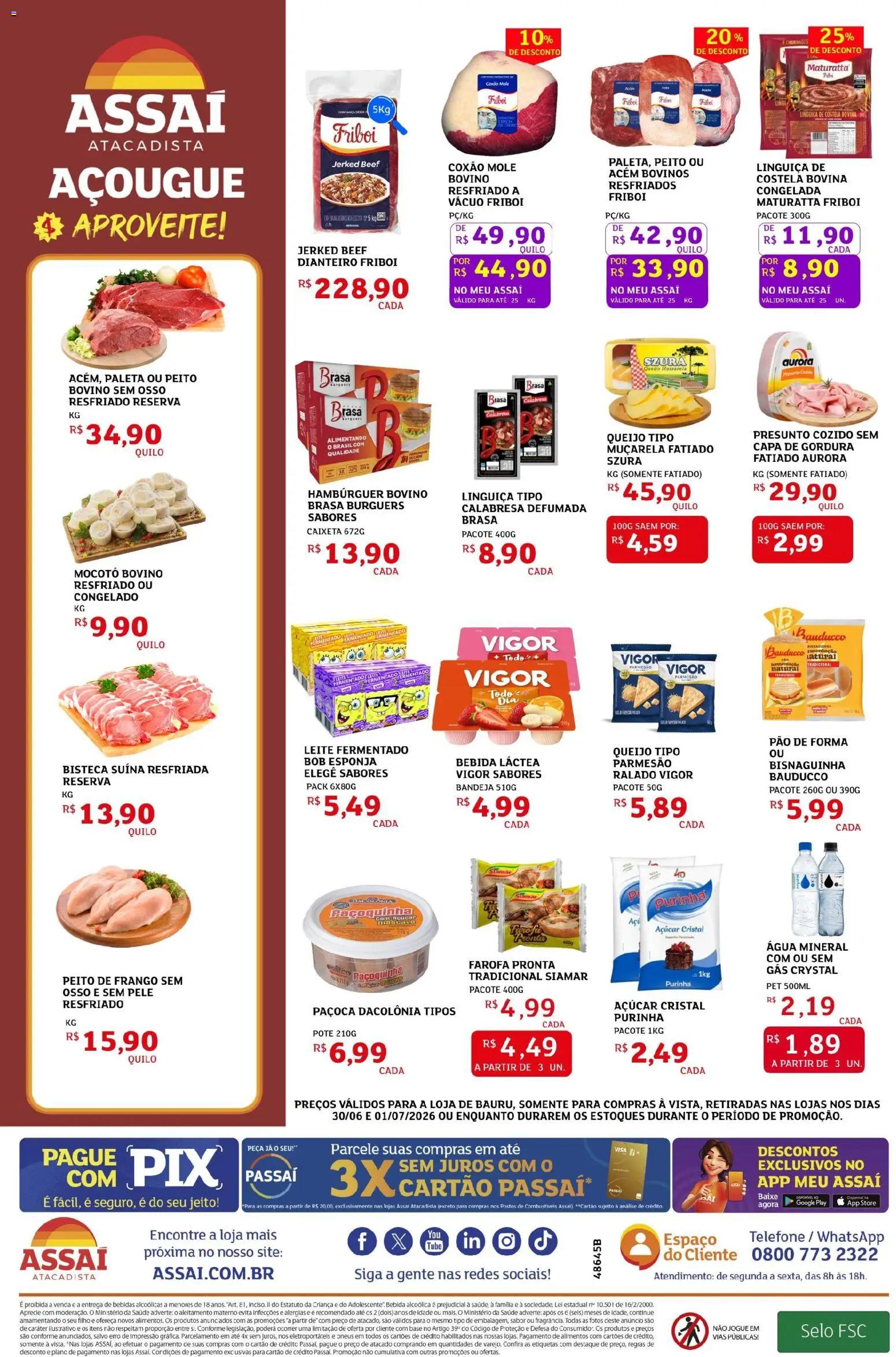Assaí Atacadista Folheto - válido de 30/06/2026 | Página: 2 | Produtos: Esponja, Presunto, Muçarela, Pneus