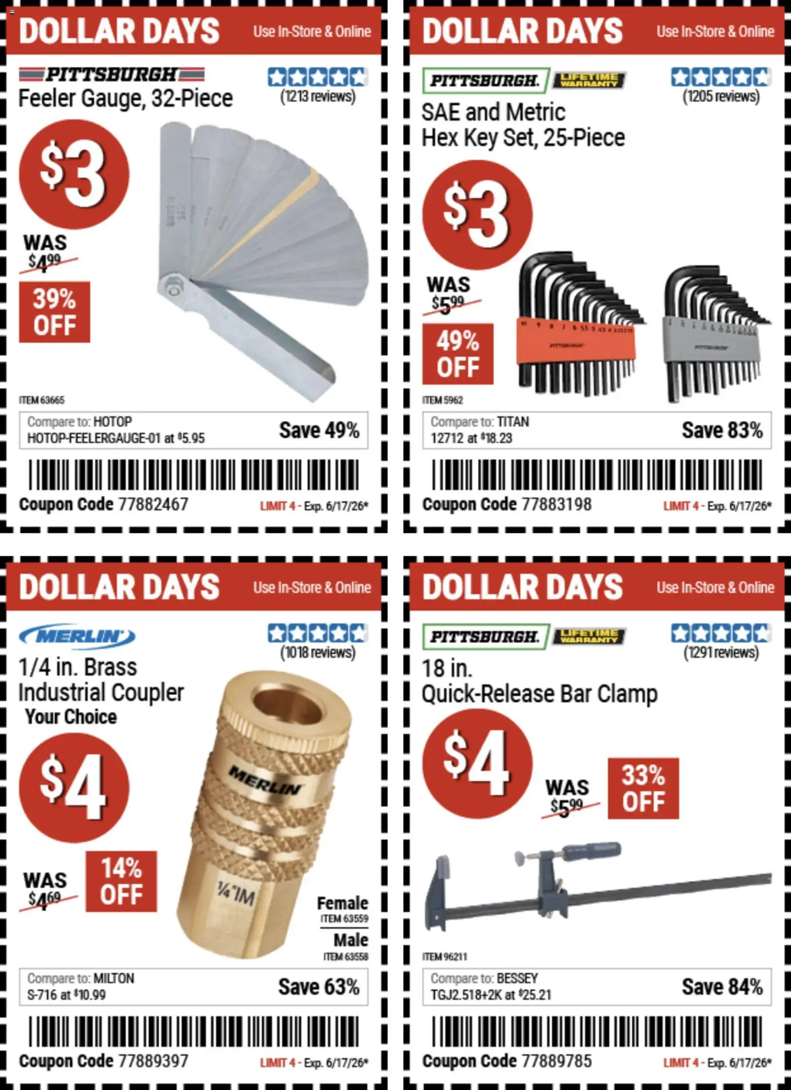 Harbor Freight Dollar Days - valid from 04.06.2026 | Page: 5 | Products: Clamp, Bar Clamp