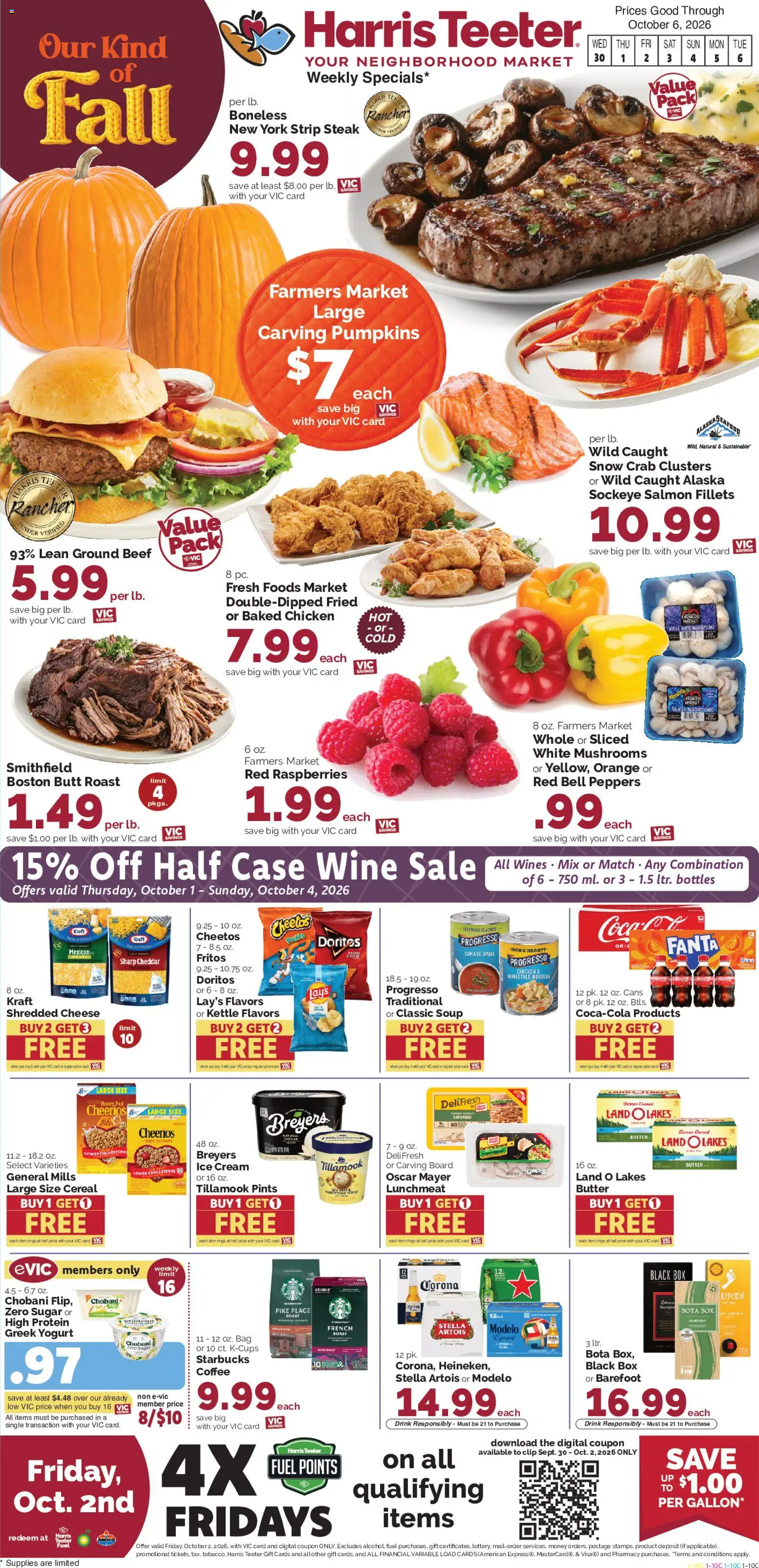 Harris Teeter Weekly Ad - valid from 09/30/2026 | Page: 1 | Products: Peppers, Butter, Sugar, Kettle