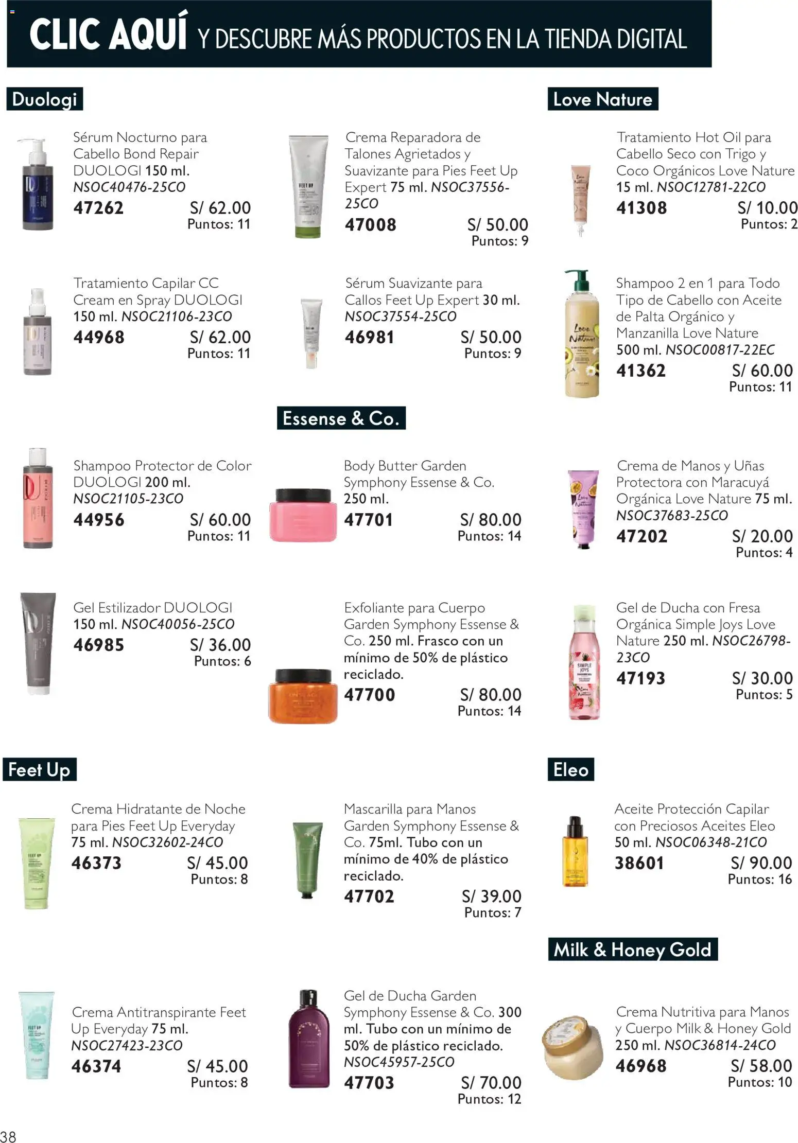 Catálogo Oriflame válido desde 01/08/2026 | Página: 38 | Productos: Antitranspirante, Ducha, Aceite, Crema