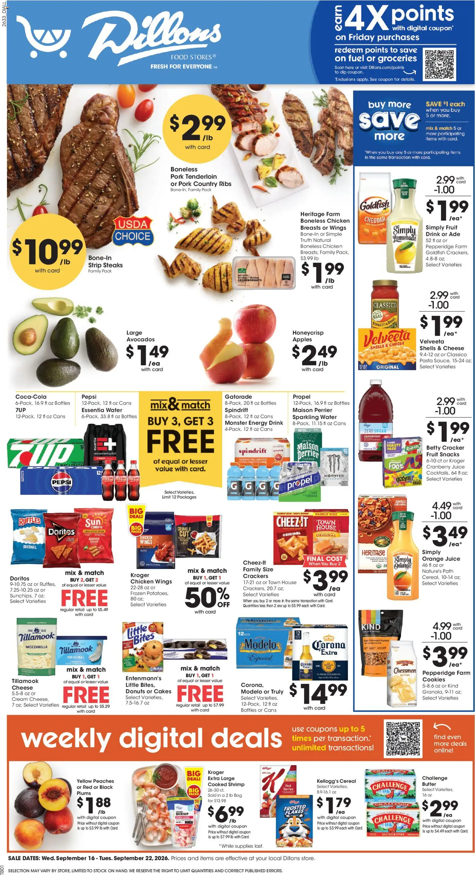 Dillons Weekly Ad - valid from 09/16/2026 | Page: 1 | Products: Cheese, Potatoes, Fruit, Sugar
