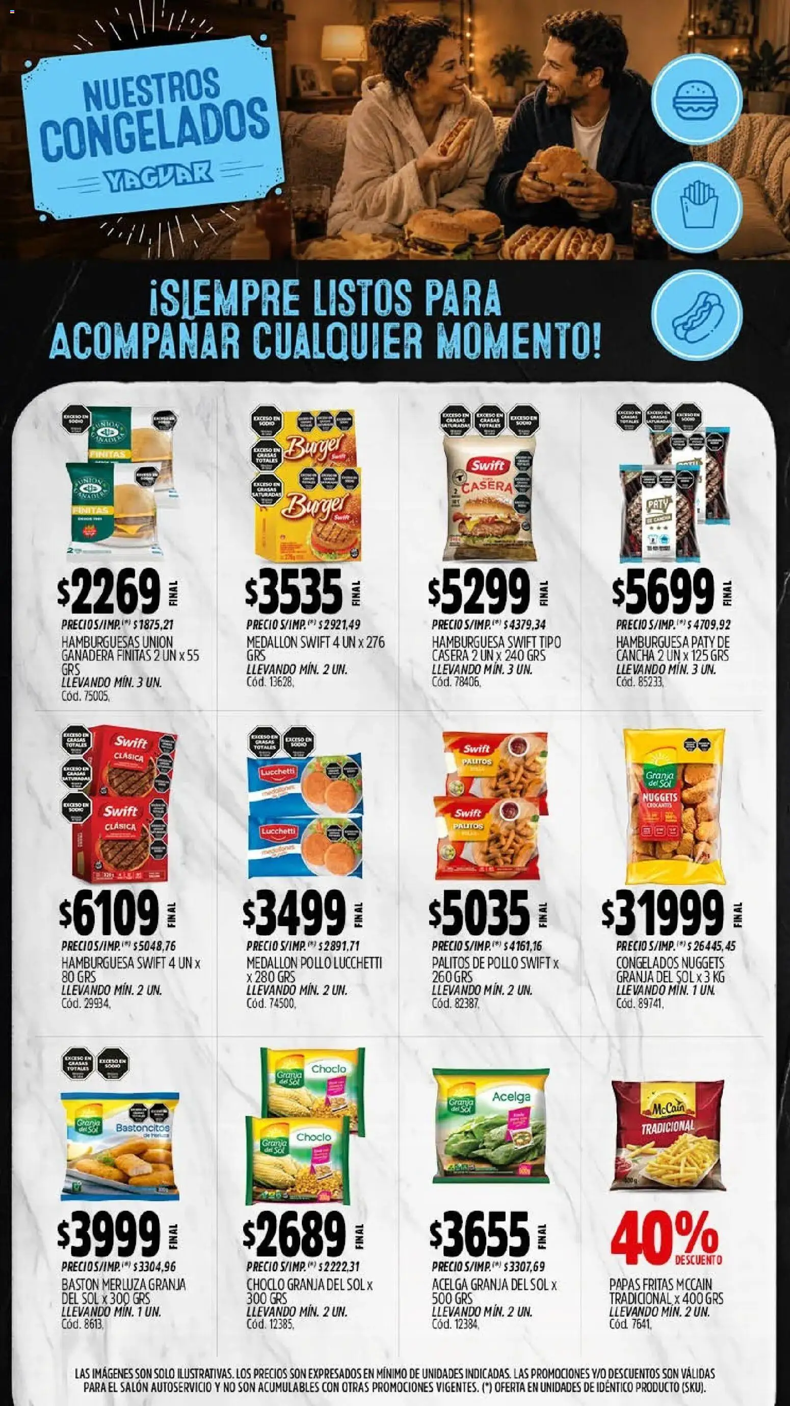 Yaguar - Oferta Semanal Trelew │ válido desde el 28/09/2026 | Página: 10 | Productos: Choclo, Acelga, Hamburguesa, Papas fritas