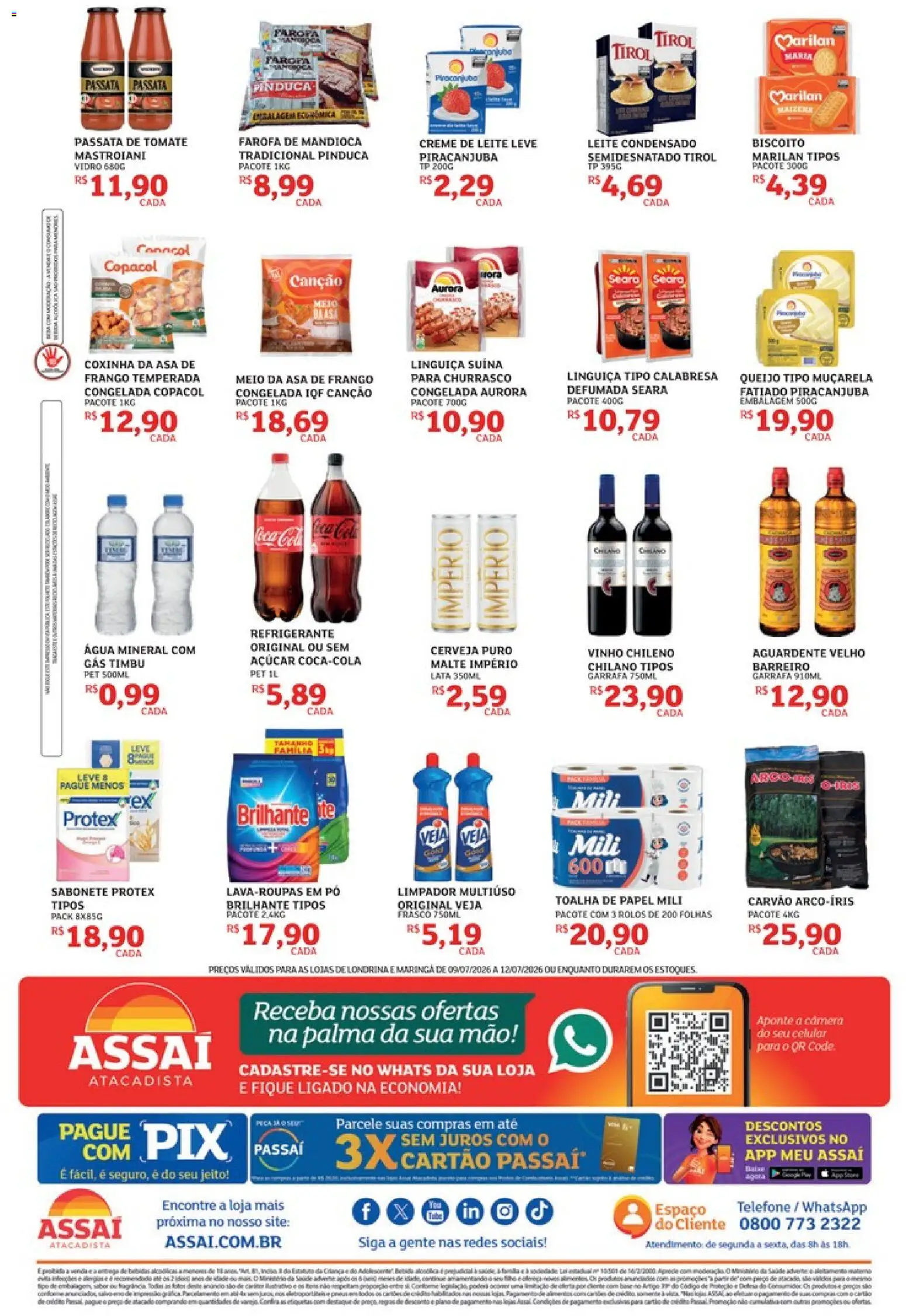 Assaí Atacadista Folheto - válido de 09/07/2026 | Página: 2 | Produtos: Pó, Cola, Linguiça, Frango